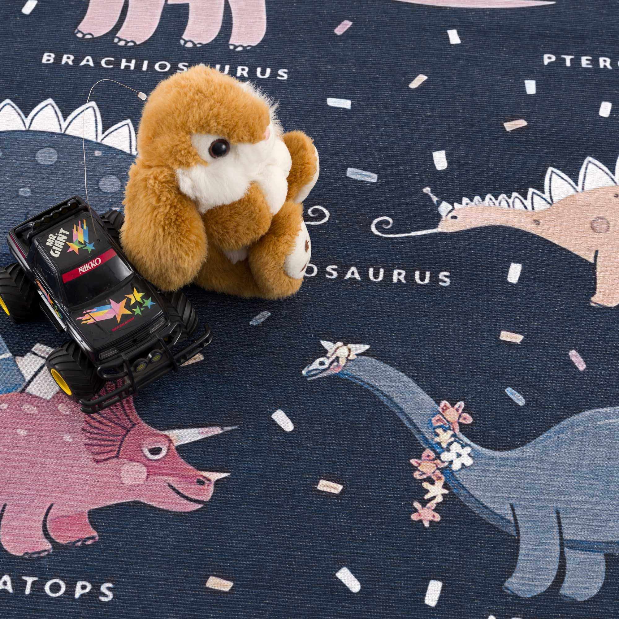 Milne Navy Dinosaur Washable Kids Rug - Clearance - Image 9