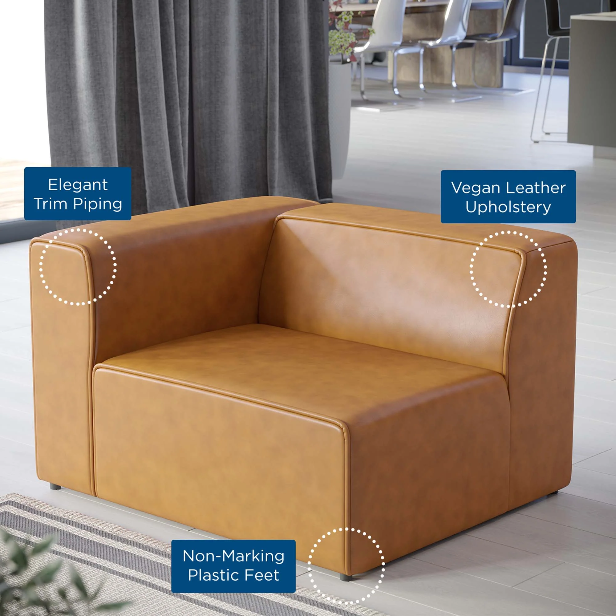 Mingle Vegan Leather Left-Arm Chair by Modway - Image 8