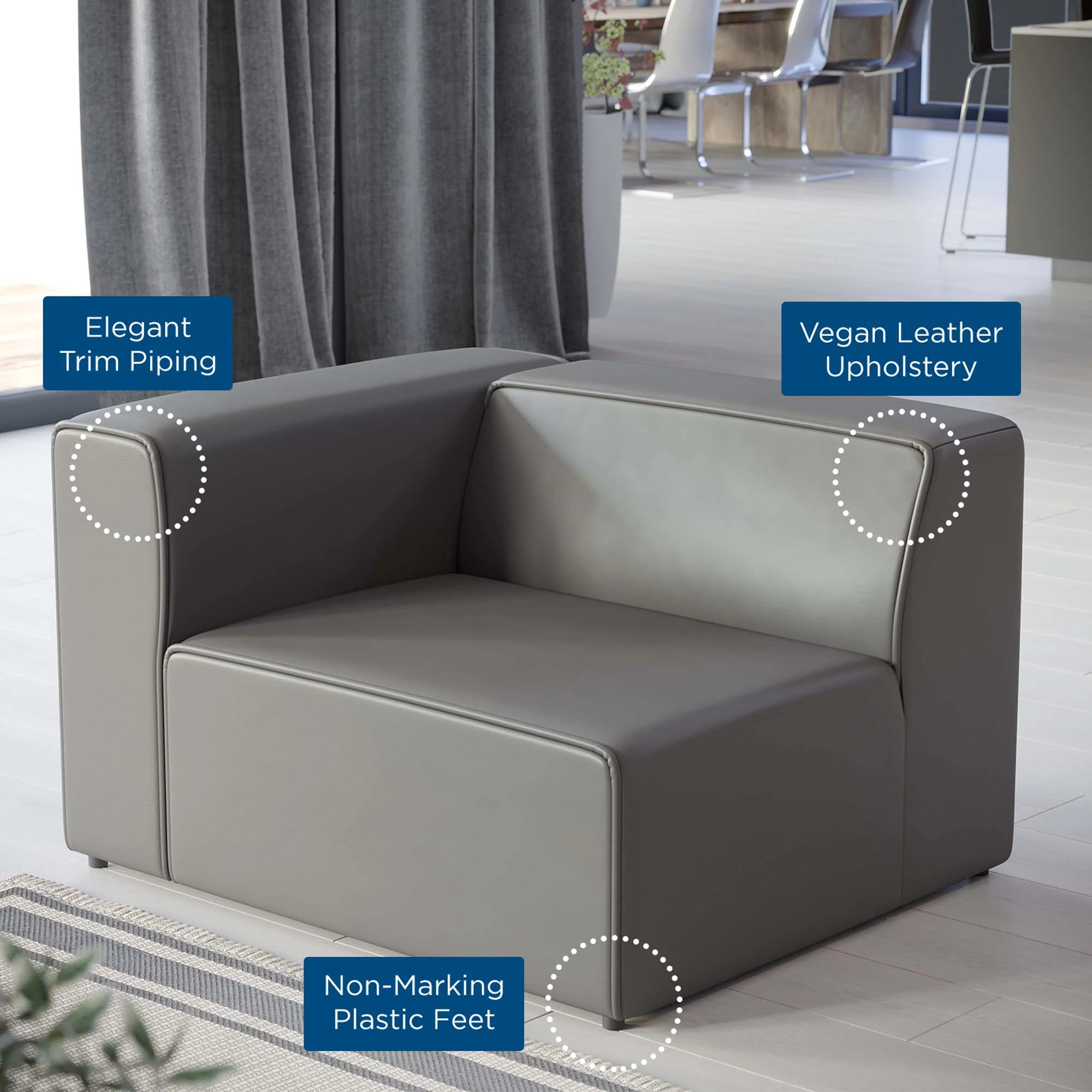 Mingle Vegan Leather Left-Arm Chair by Modway - Image 9