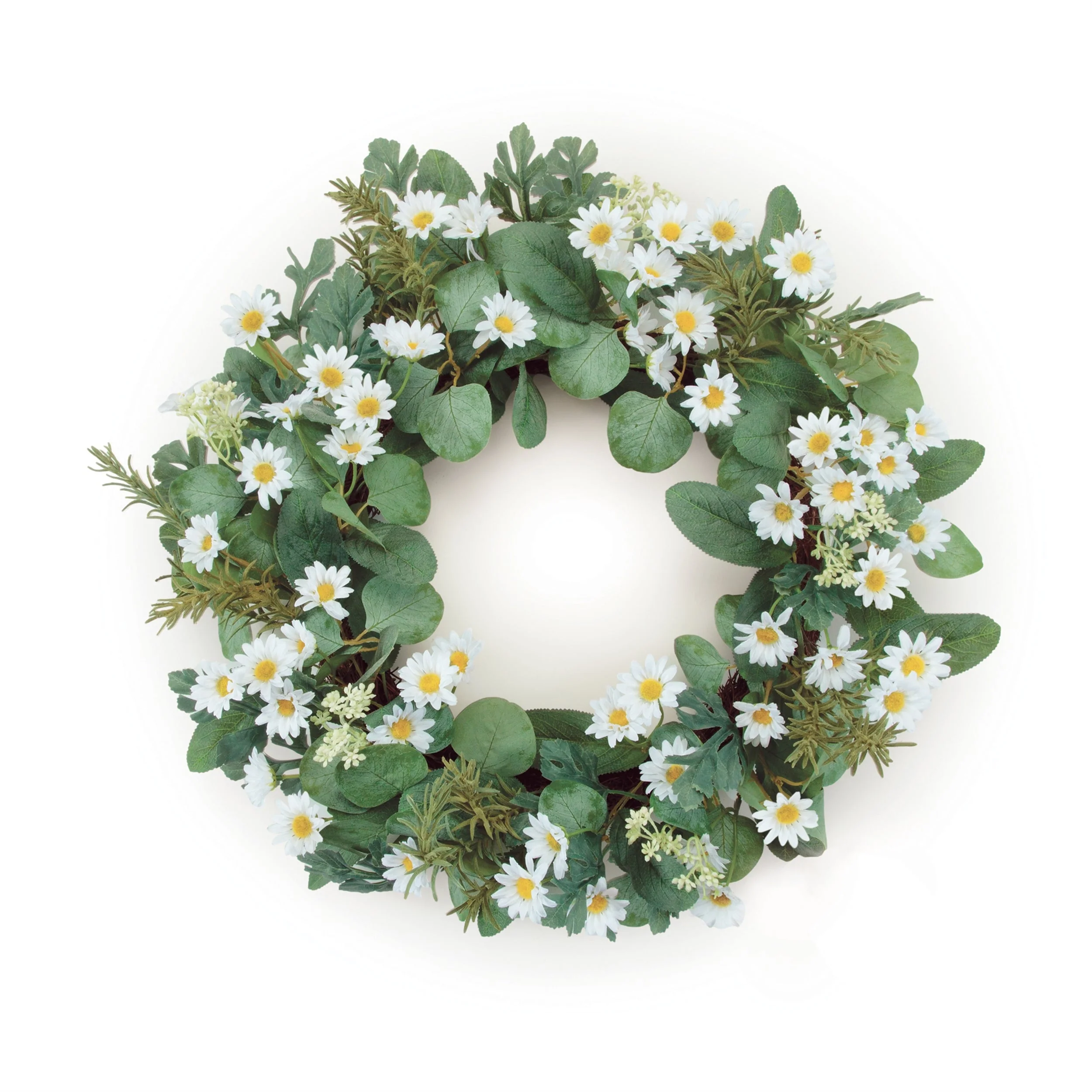 Mini Daisy and Foliage Wreath 22"D - Image 2