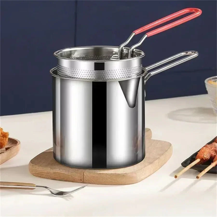 Mini Deep Fryer Stainless Steel Frying Pot with Basket for Gas Induction Stove - Image 2