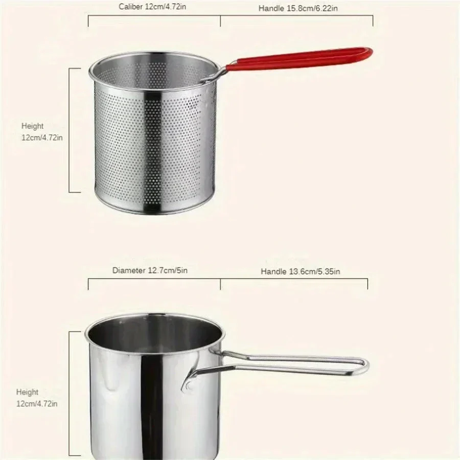 Mini Deep Fryer Stainless Steel Frying Pot with Basket for Gas Induction Stove - Image 4