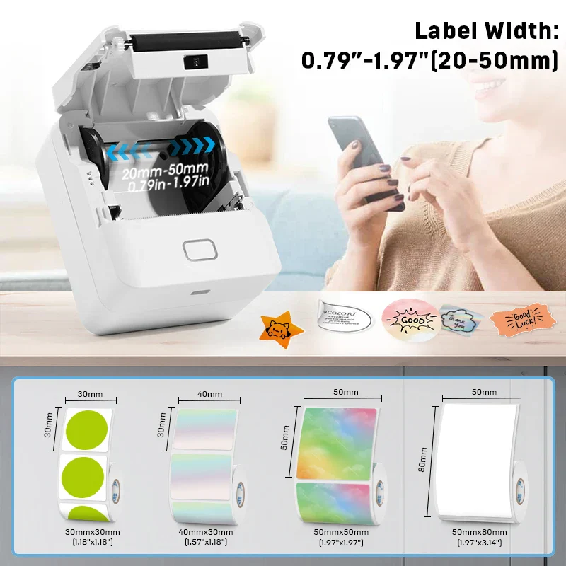 Mini Portable Thermal Label Printer for Phone, Color Sticker Maker Bluetooth SK20 - Image 4