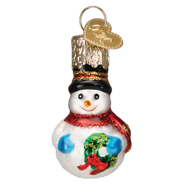 Mini Snowman Ornament Hand-Painted & Glittered - Image 2