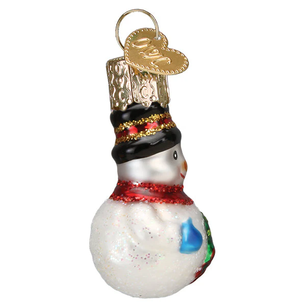 Mini Snowman Ornament Hand-Painted & Glittered - Image 4