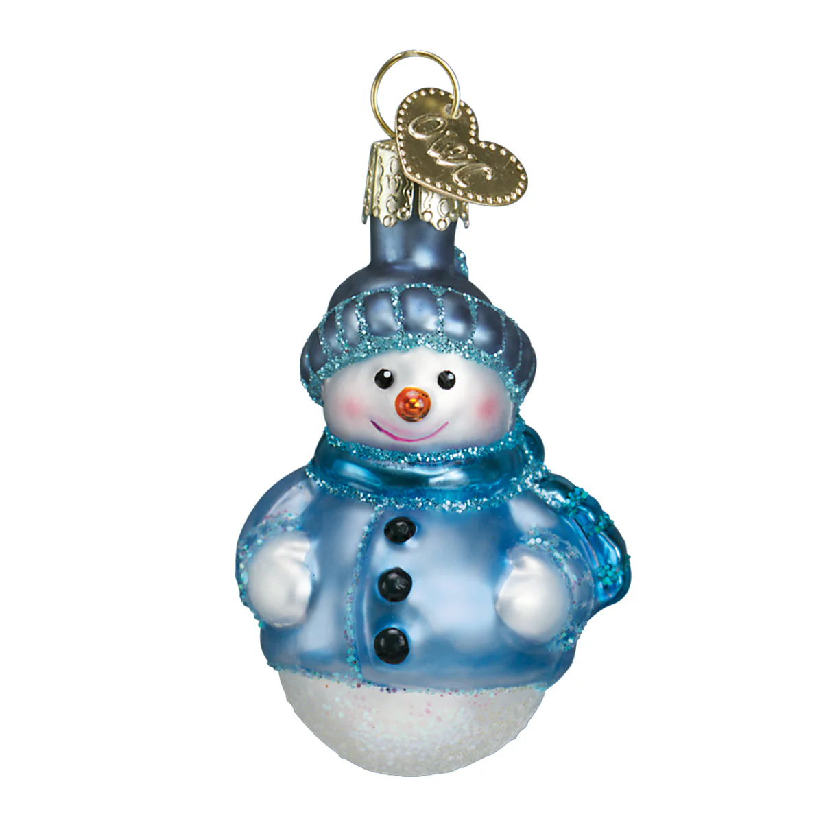 Mini Snowman Ornament Set of 6 Hand-Painted Blown Glass - Image 3