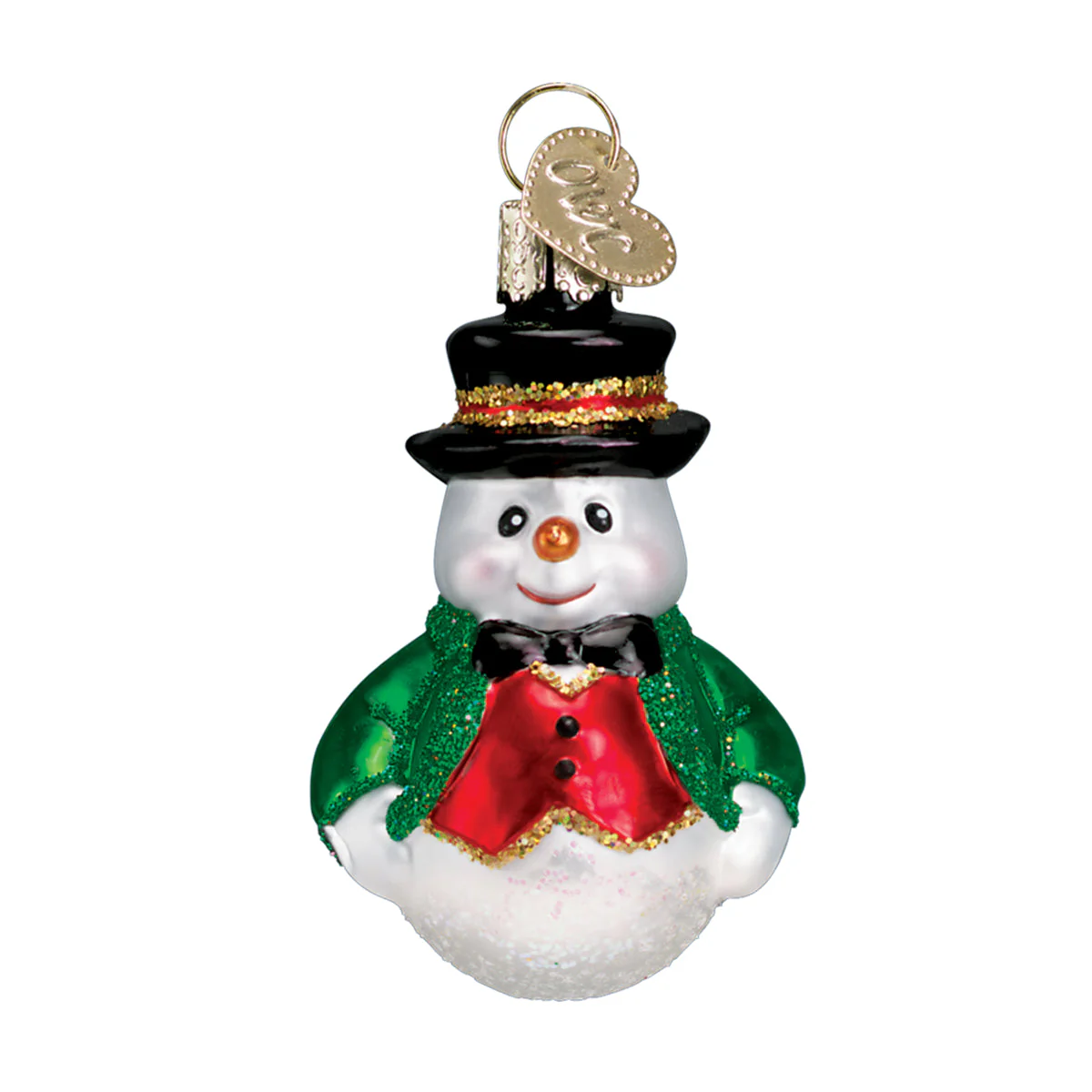 Mini Snowman Ornament Set of 6 Hand-Painted Blown Glass - Image 4