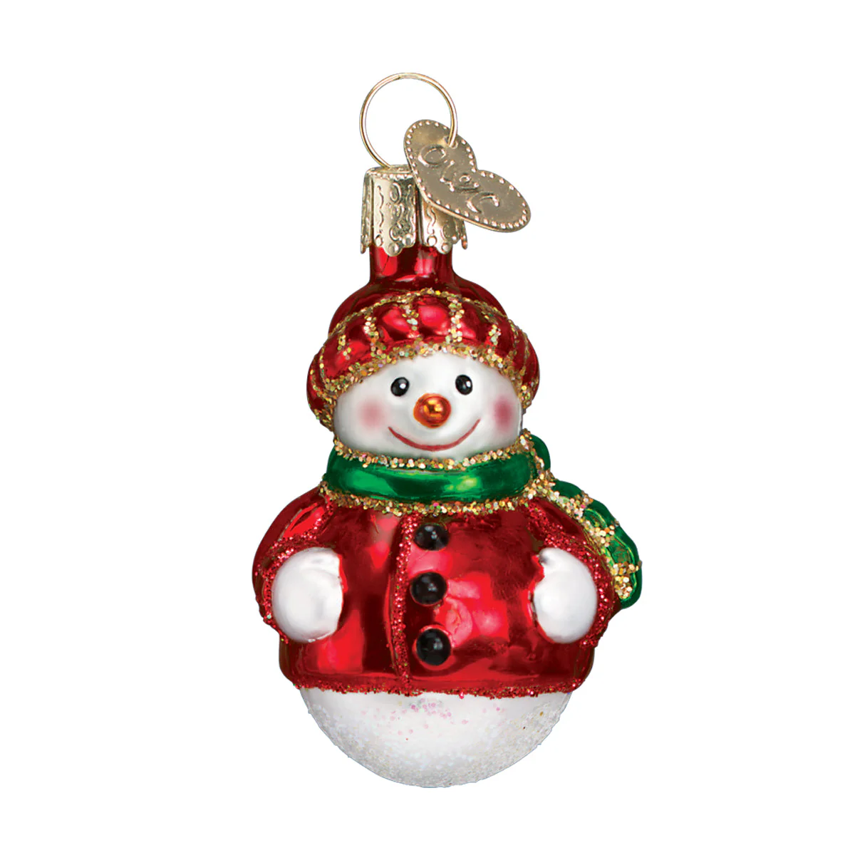 Mini Snowman Ornament Set of 6 Hand-Painted Blown Glass - Image 5
