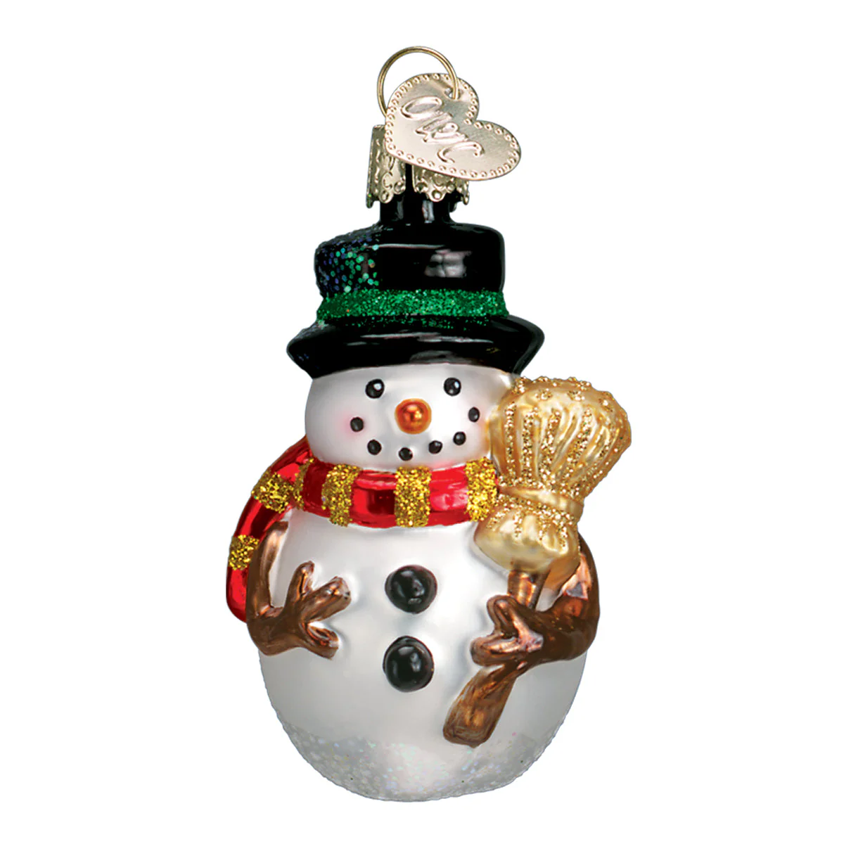 Mini Snowman Ornament Set of 6 Hand-Painted Blown Glass - Image 6
