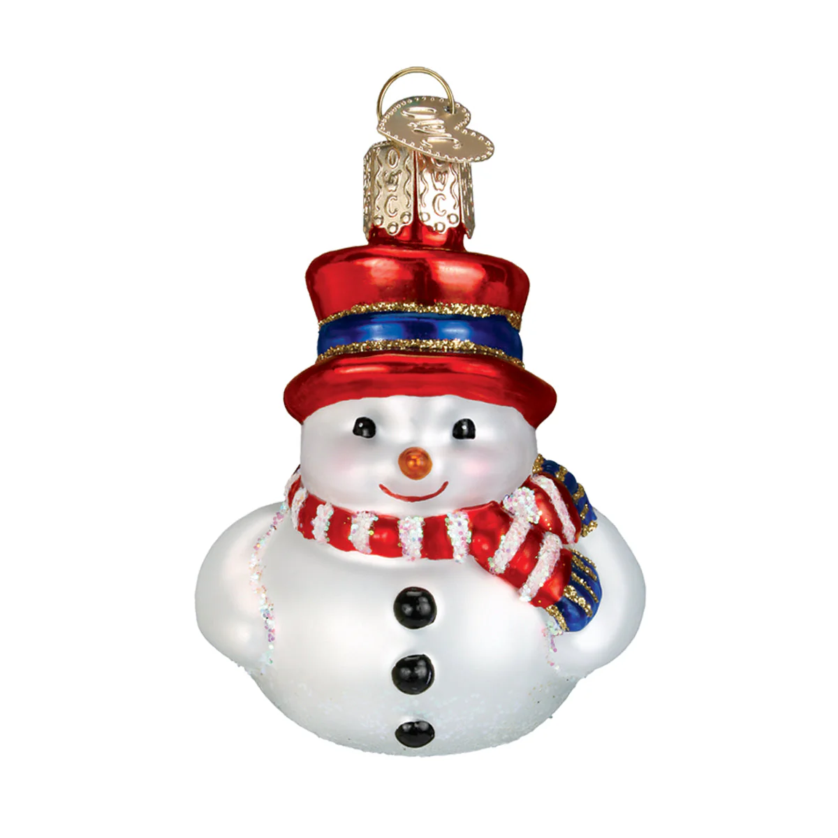 Mini Snowman Ornament Set of 6 Hand-Painted Blown Glass - Image 7