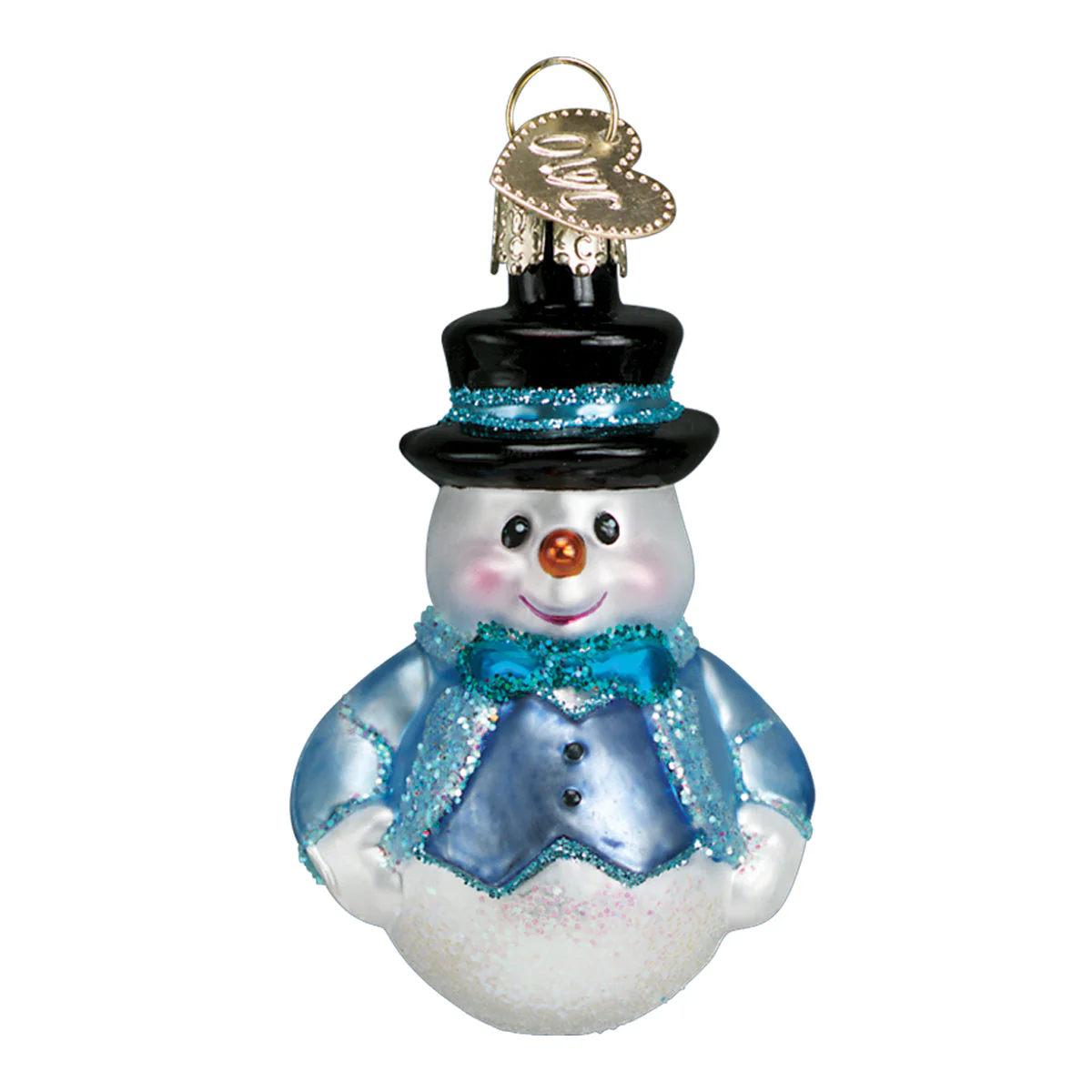 Mini Snowman Ornament Set of 6 Hand-Painted Blown Glass - Image 8