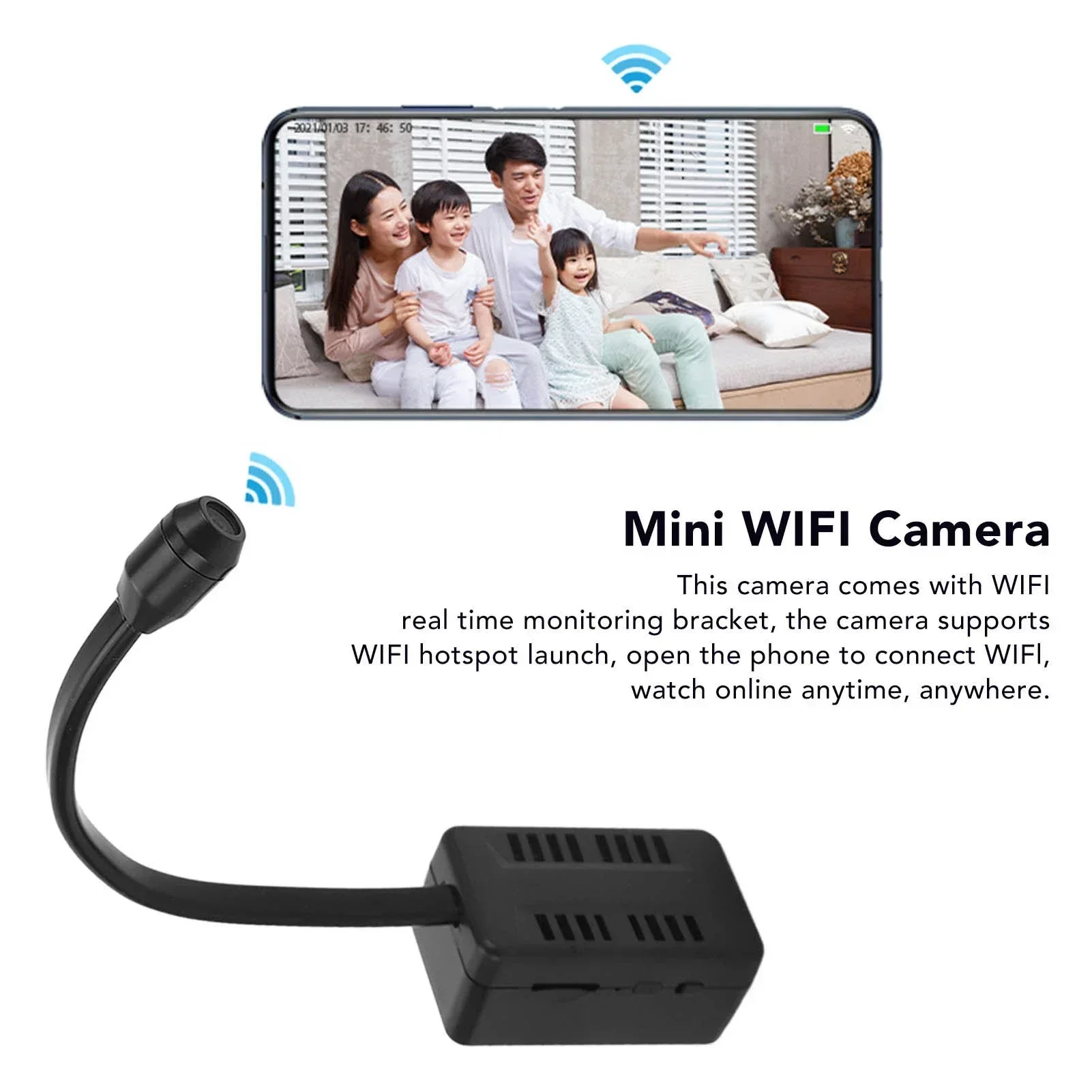 Mini WiFi 1080P Security Camera Adjustable Lens Remote Monitoring Home IP Cam - Image 3
