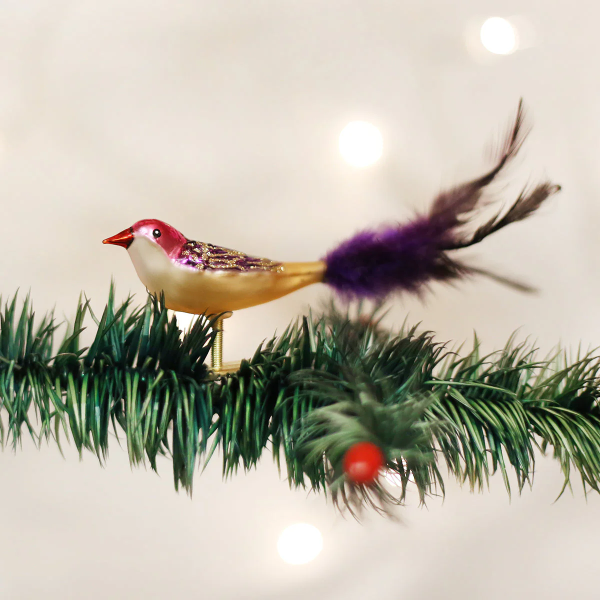 Miniature Lovebird Glass Christmas Ornament