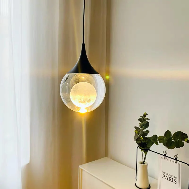 Minimalist Clear Glass Pendant Light Hanging Ceiling Fixture - Image 8