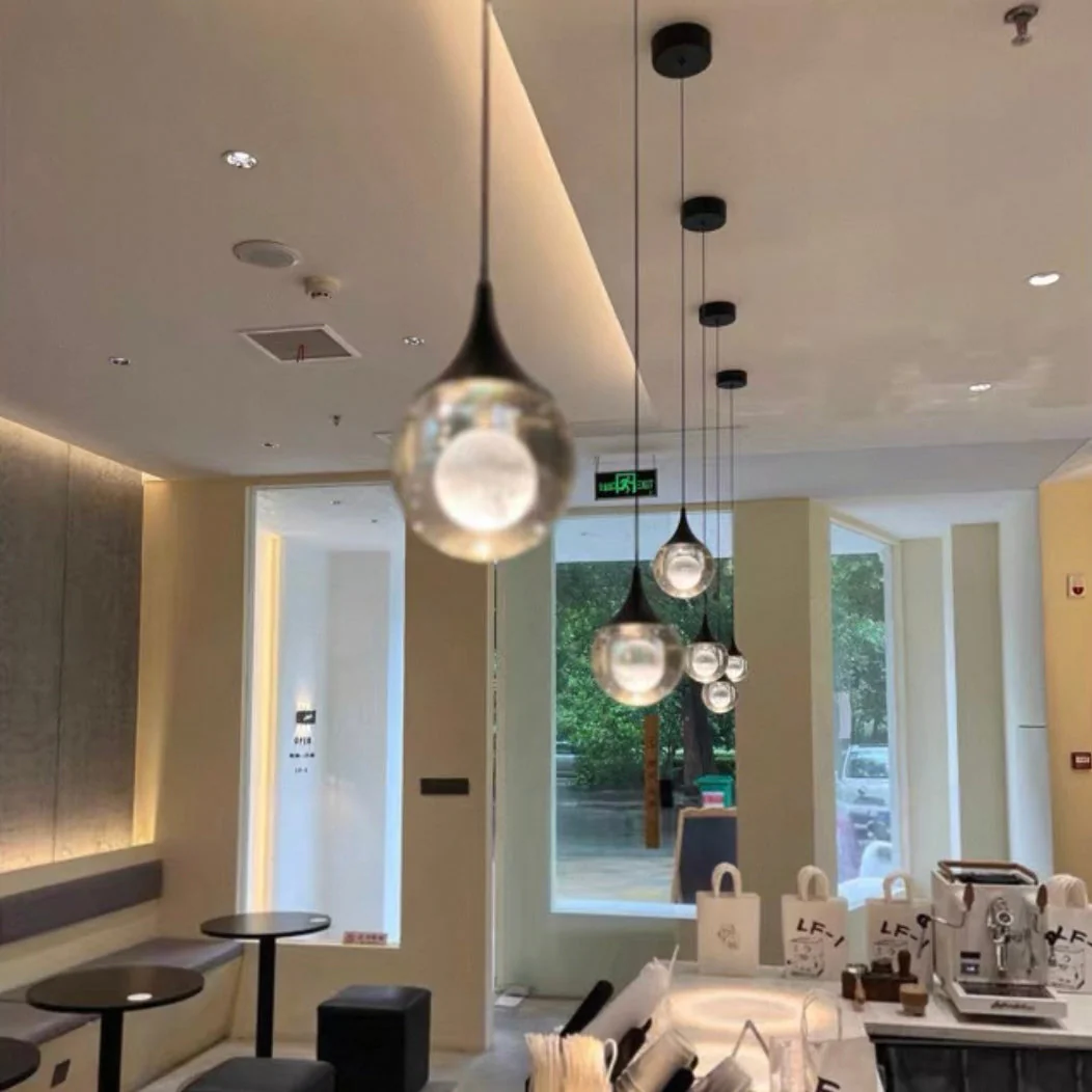 Minimalist Clear Glass Pendant Light Hanging Ceiling Fixture - Image 9