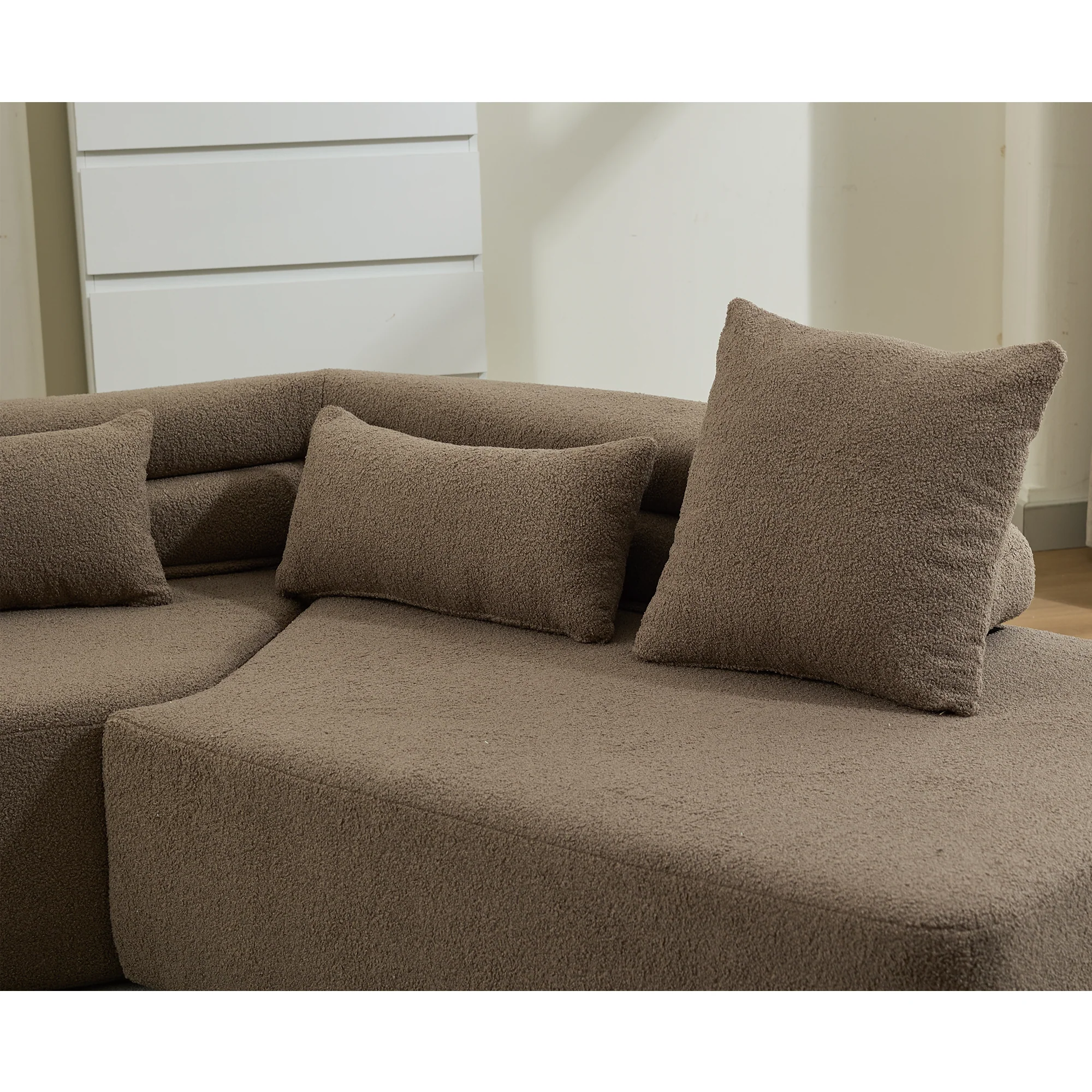 Minimalist Cloud Sectional Couch 4-Seater Brown - Image 10