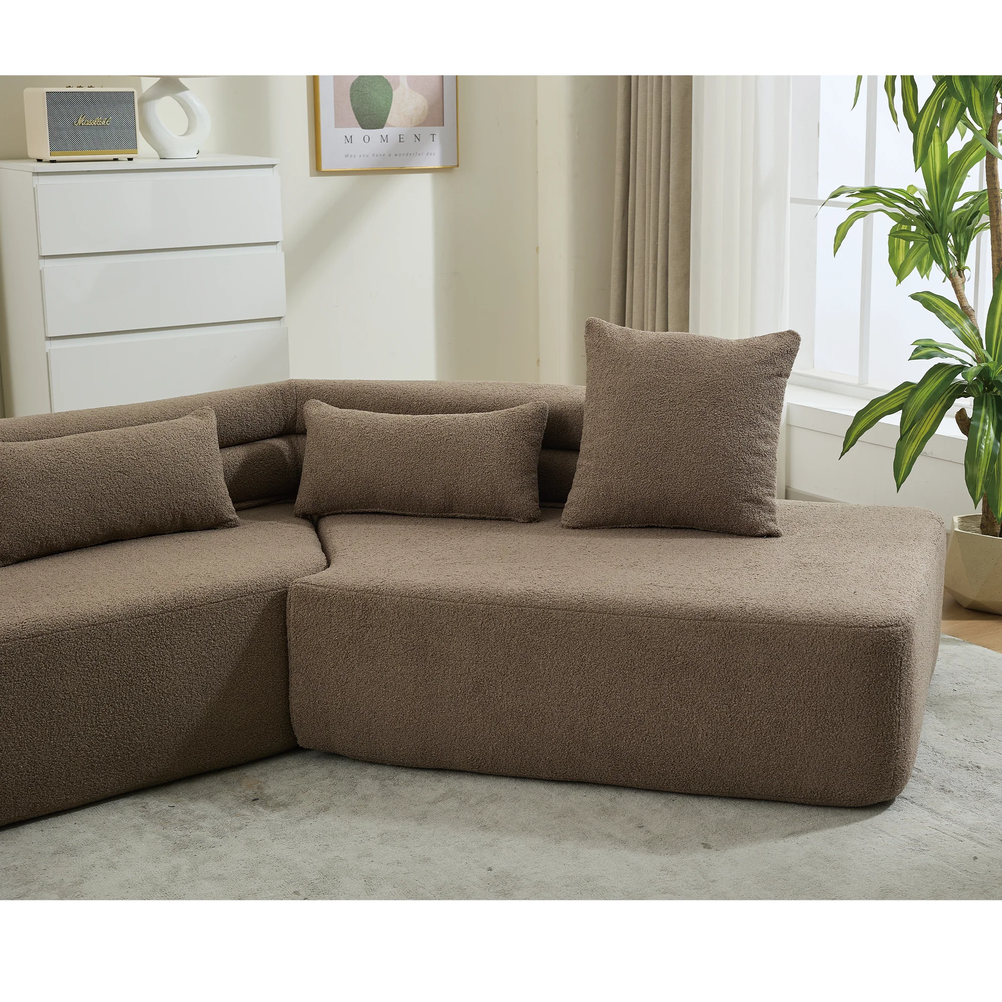 Minimalist Cloud Sectional Couch 4-Seater Brown - Image 12