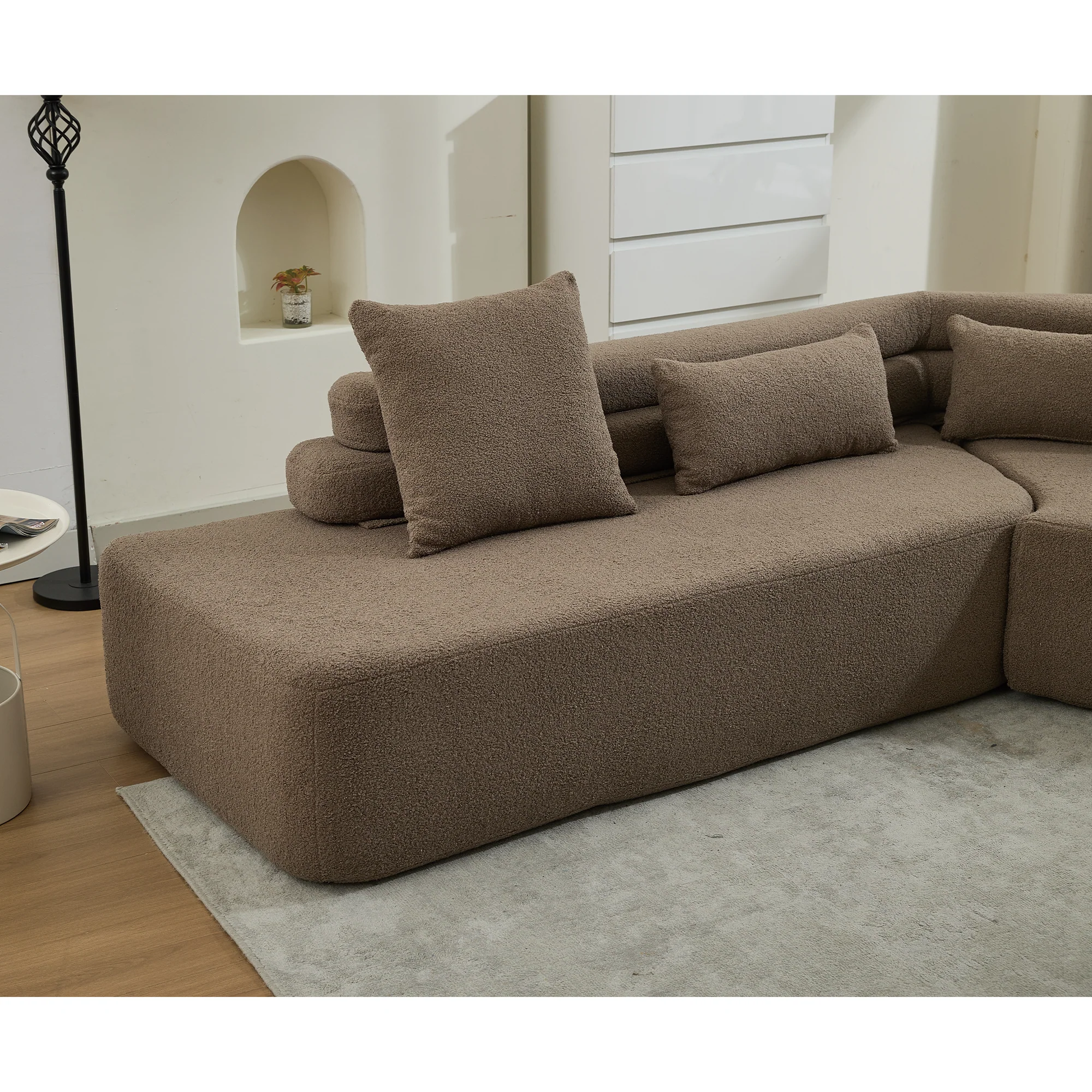 Minimalist Cloud Sectional Couch 4-Seater Brown - Image 13