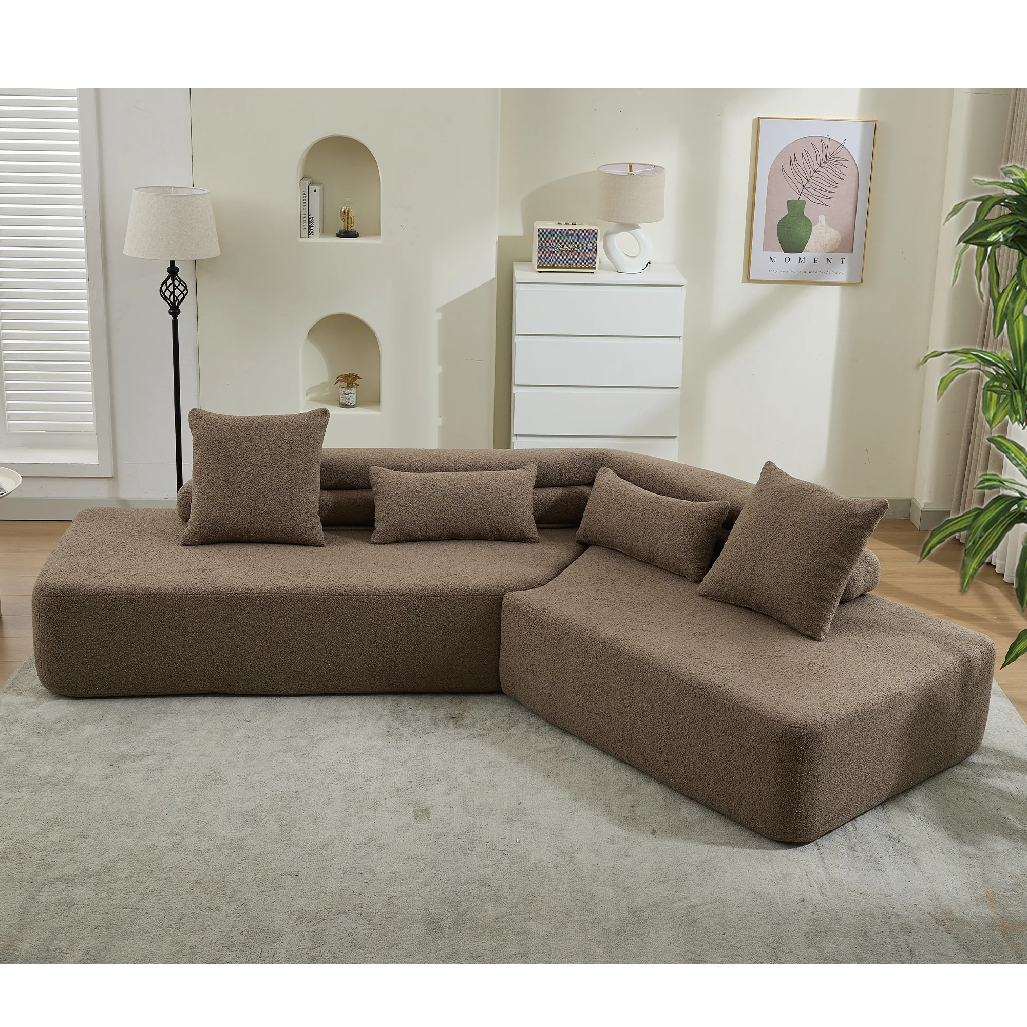 Minimalist Cloud Sectional Couch 4-Seater Brown - Image 3