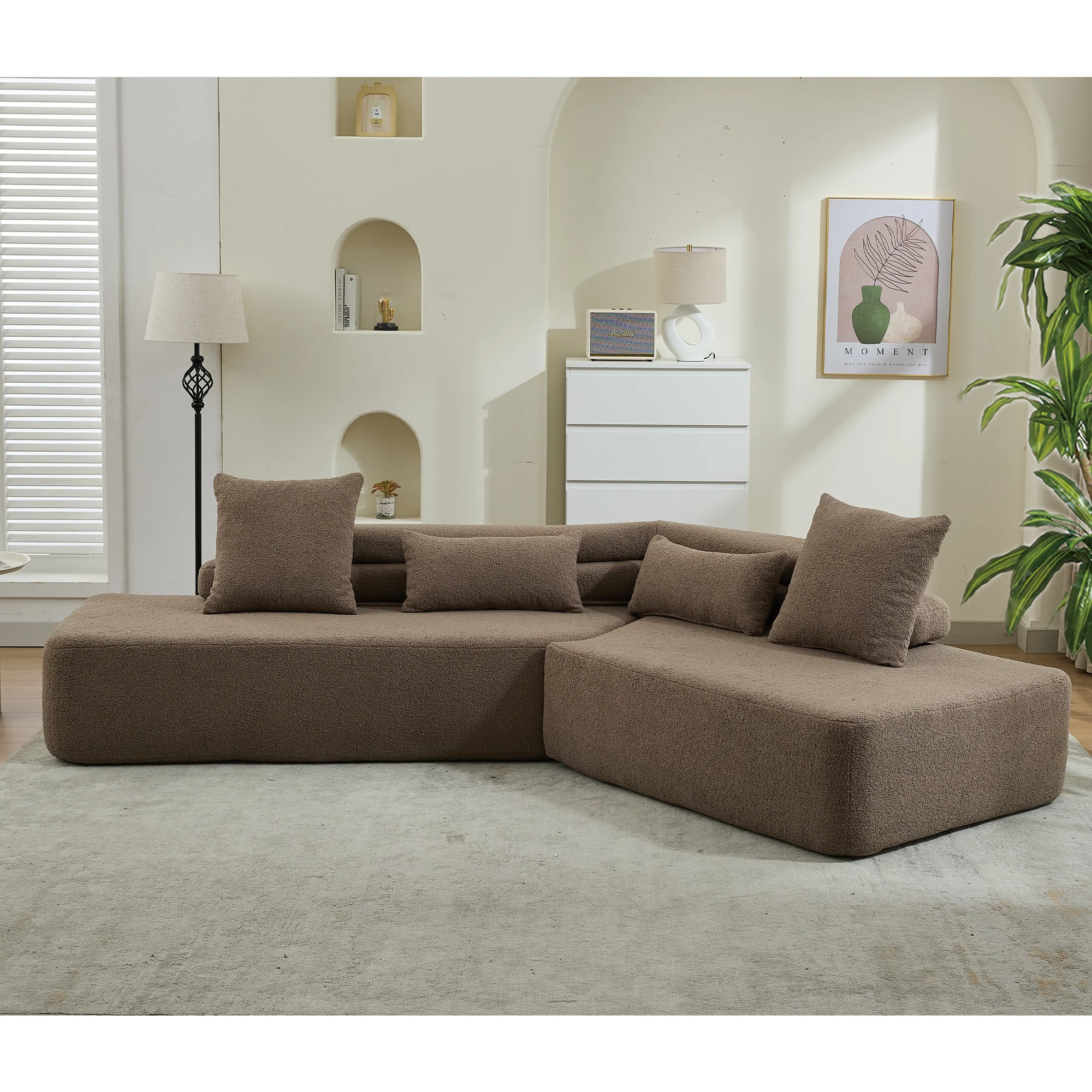 Minimalist Cloud Sectional Couch 4-Seater Brown - Image 4