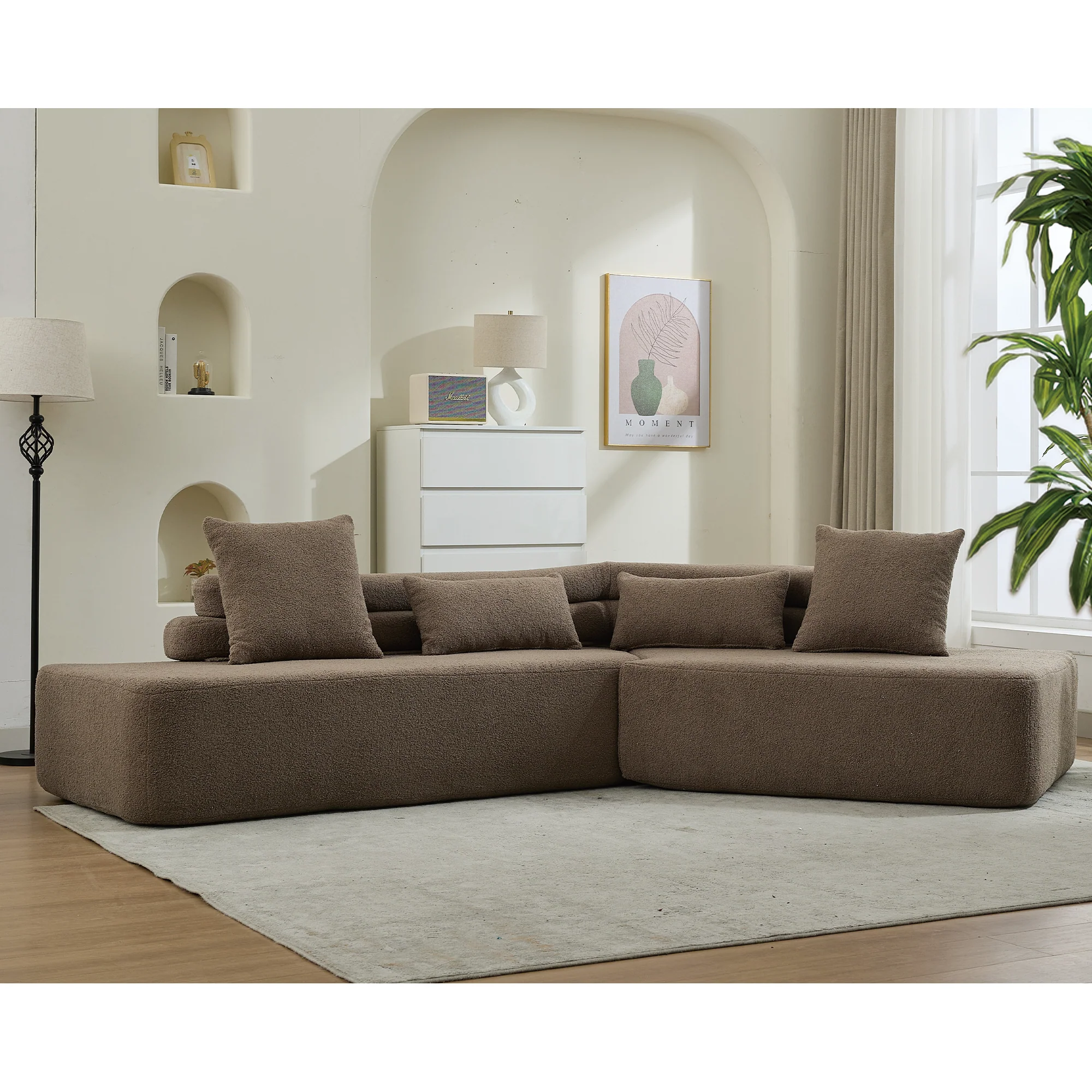 Minimalist Cloud Sectional Couch 4-Seater Brown - Image 5