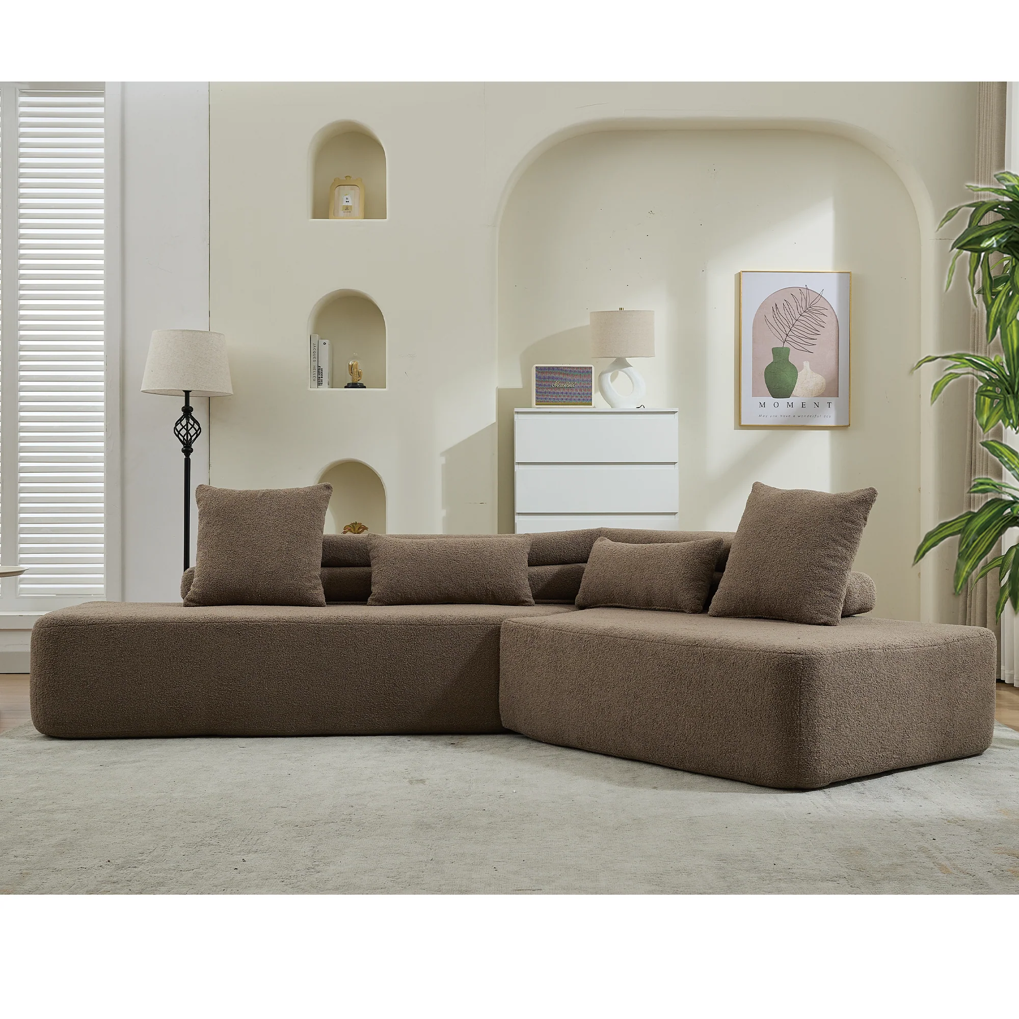 Minimalist Cloud Sectional Couch 4-Seater Brown - Image 6