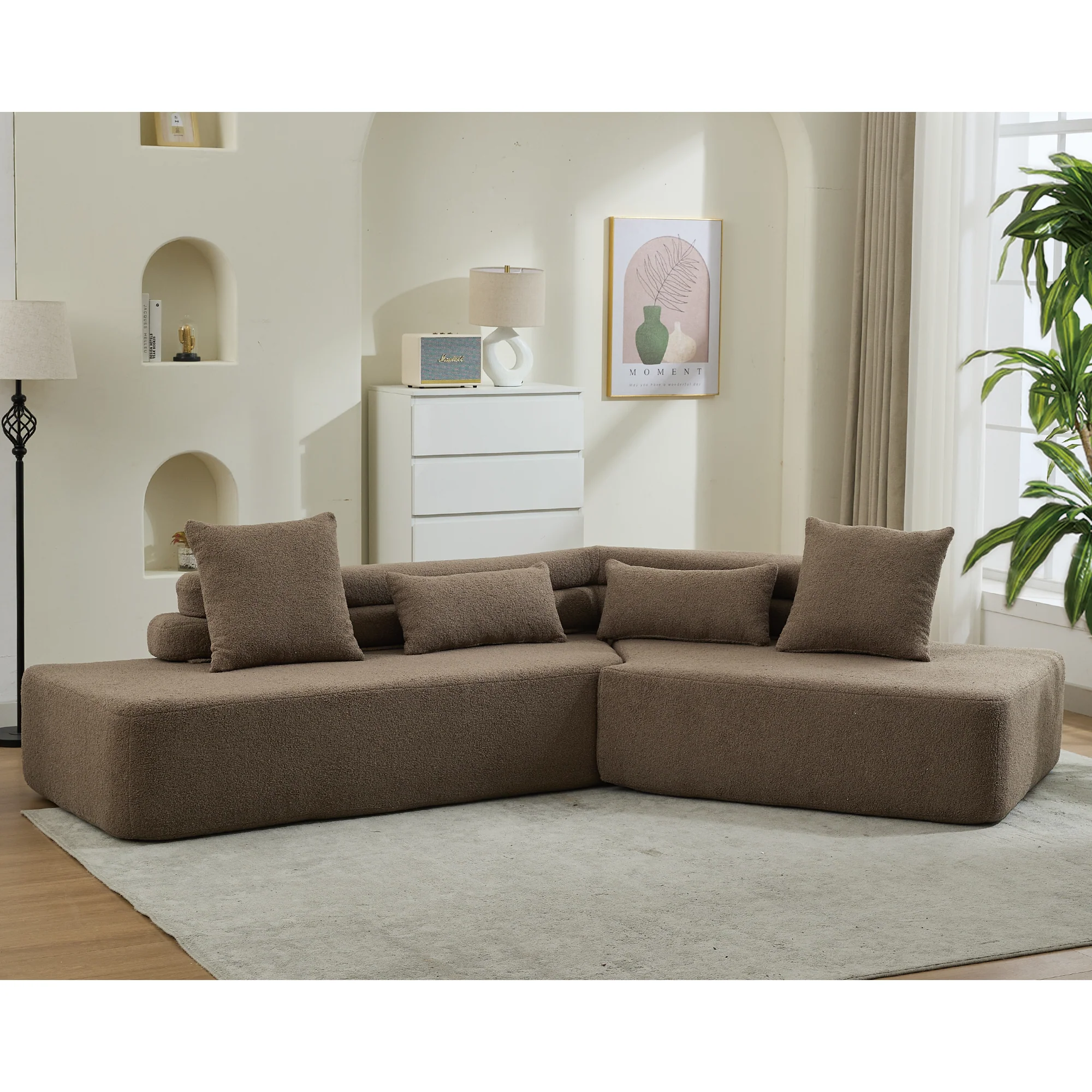 Minimalist Cloud Sectional Couch 4-Seater Brown - Image 7
