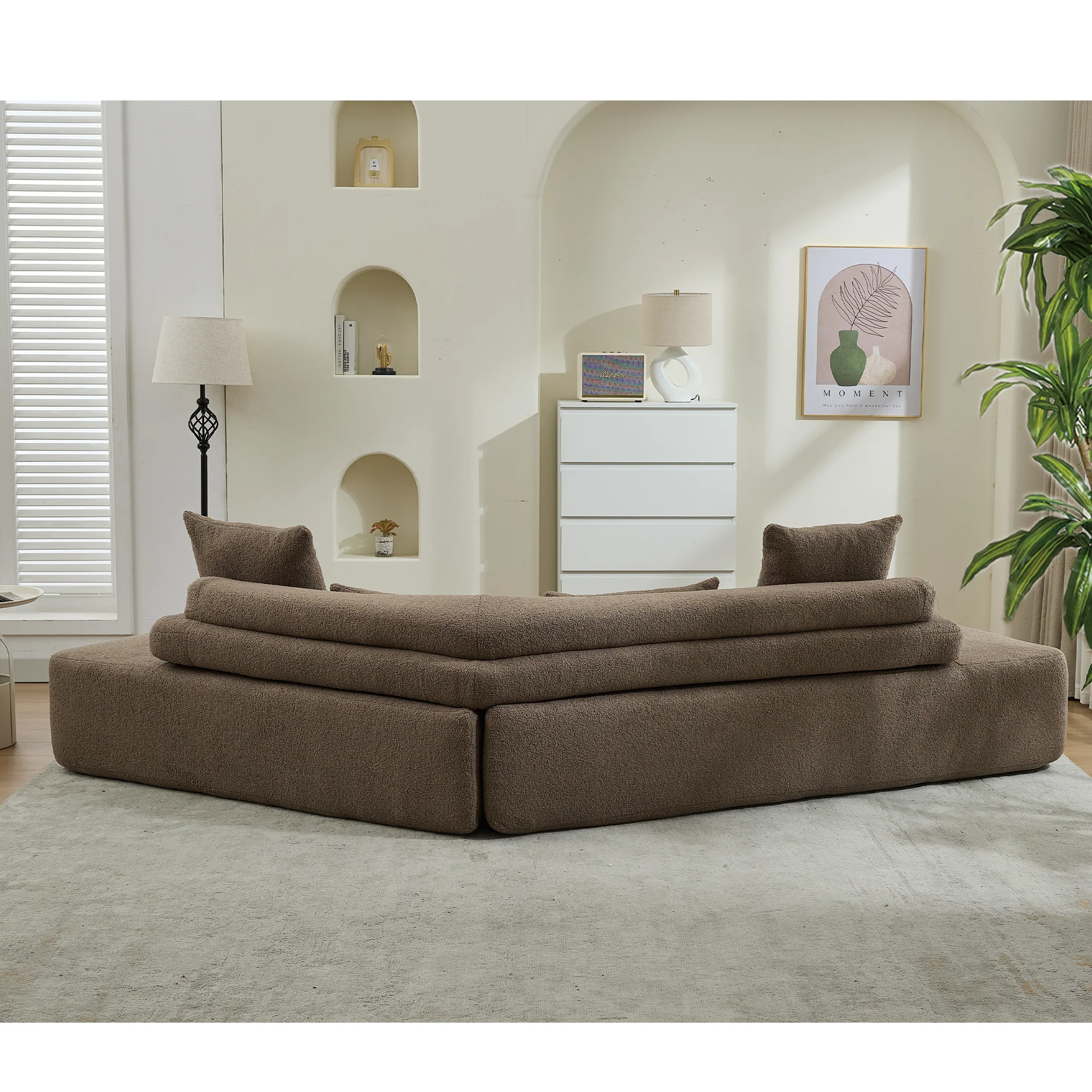 Minimalist Cloud Sectional Couch 4-Seater Brown - Image 8