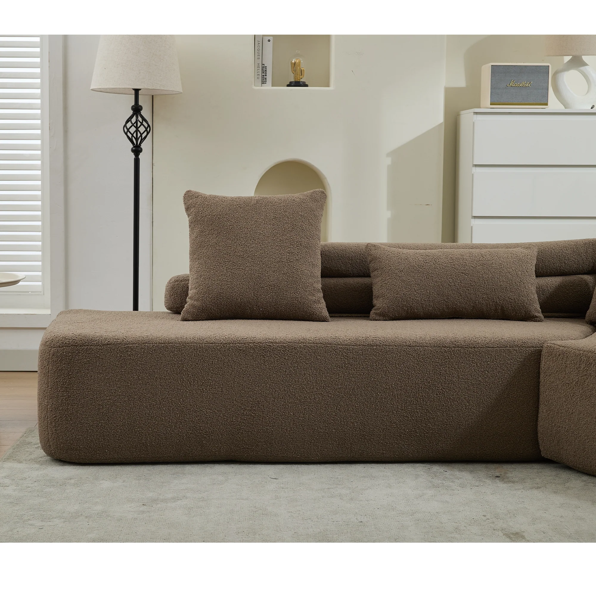 Minimalist Cloud Sectional Couch 4-Seater Brown - Image 9