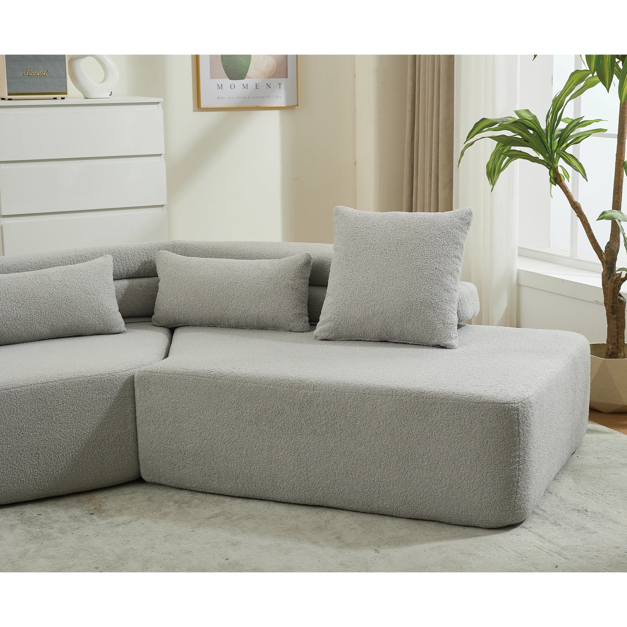 Minimalist Cloud Sectional Couch - 4-Seater in Light Gray - Image 10