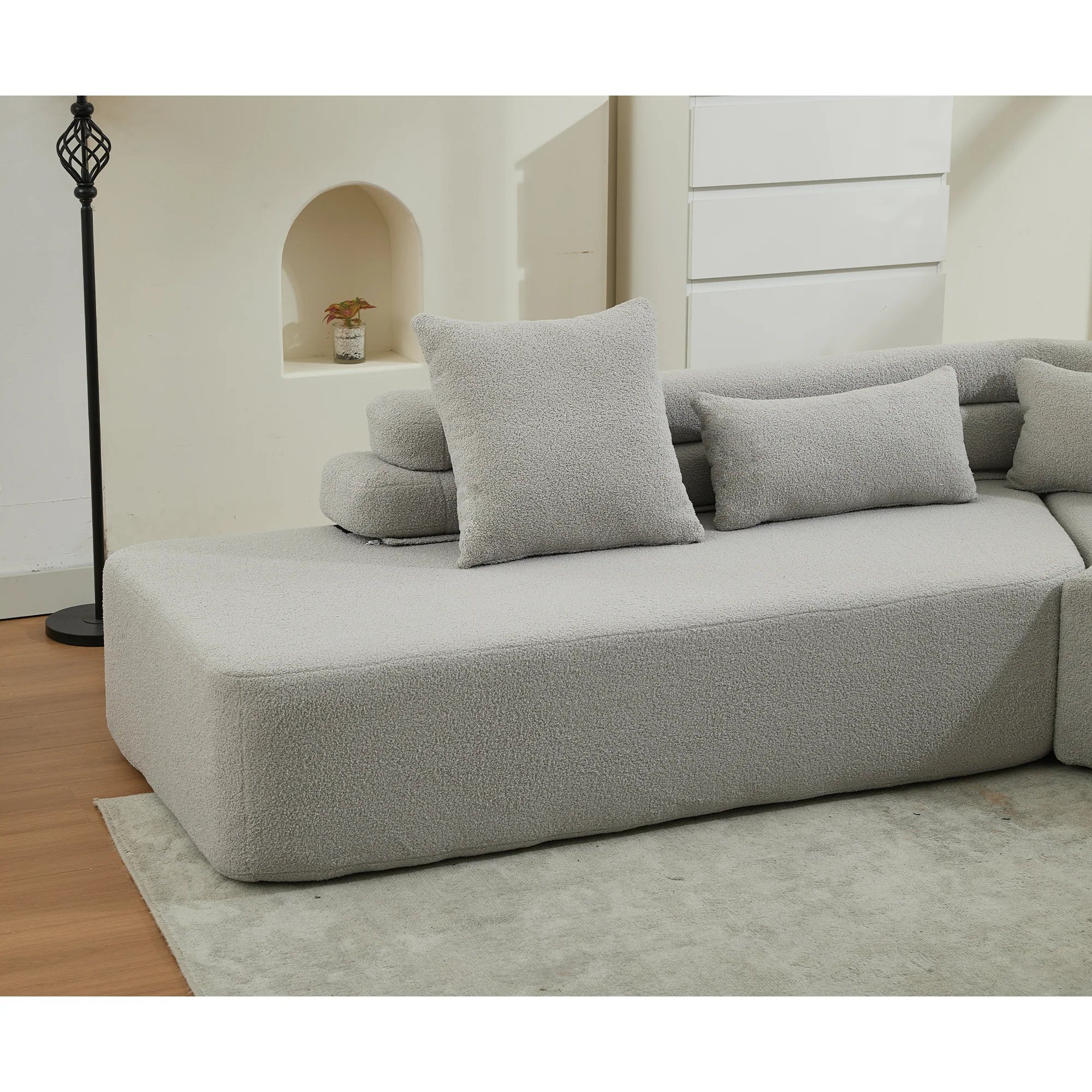 Minimalist Cloud Sectional Couch - 4-Seater in Light Gray - Image 11
