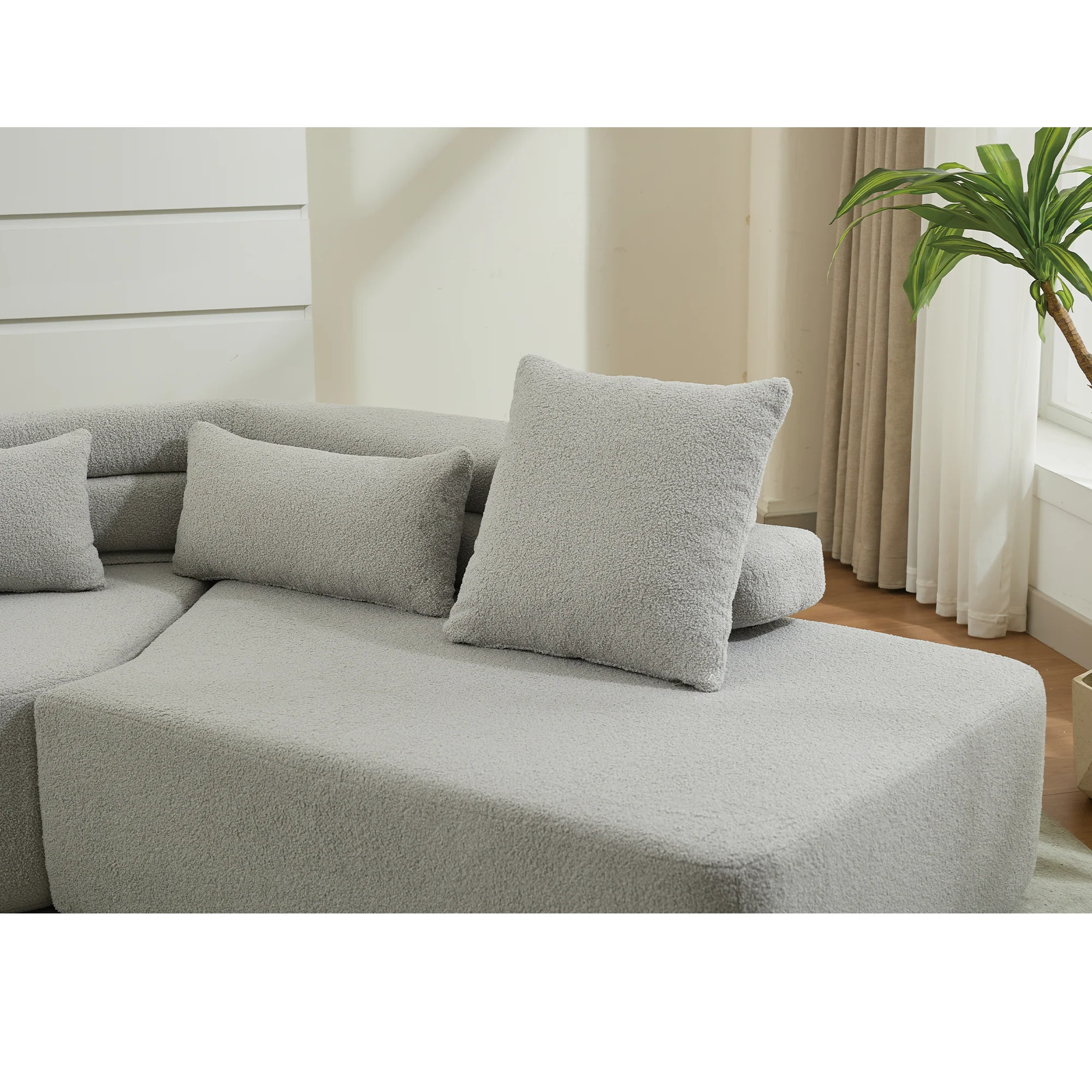 Minimalist Cloud Sectional Couch - 4-Seater in Light Gray - Image 12