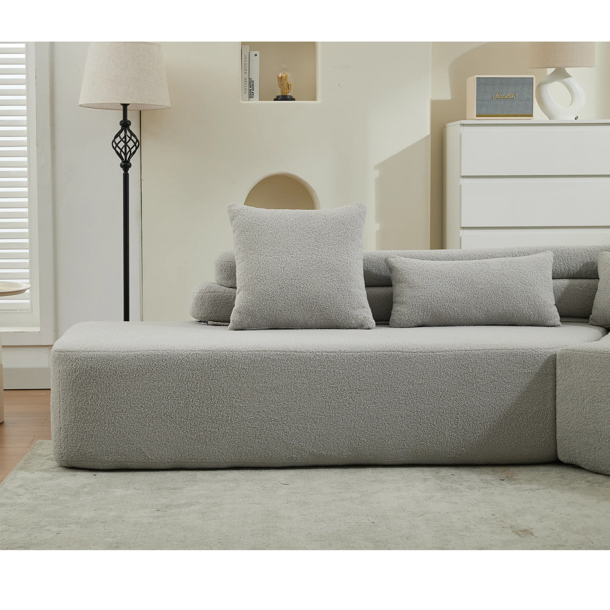 Minimalist Cloud Sectional Couch - 4-Seater in Light Gray - Image 13