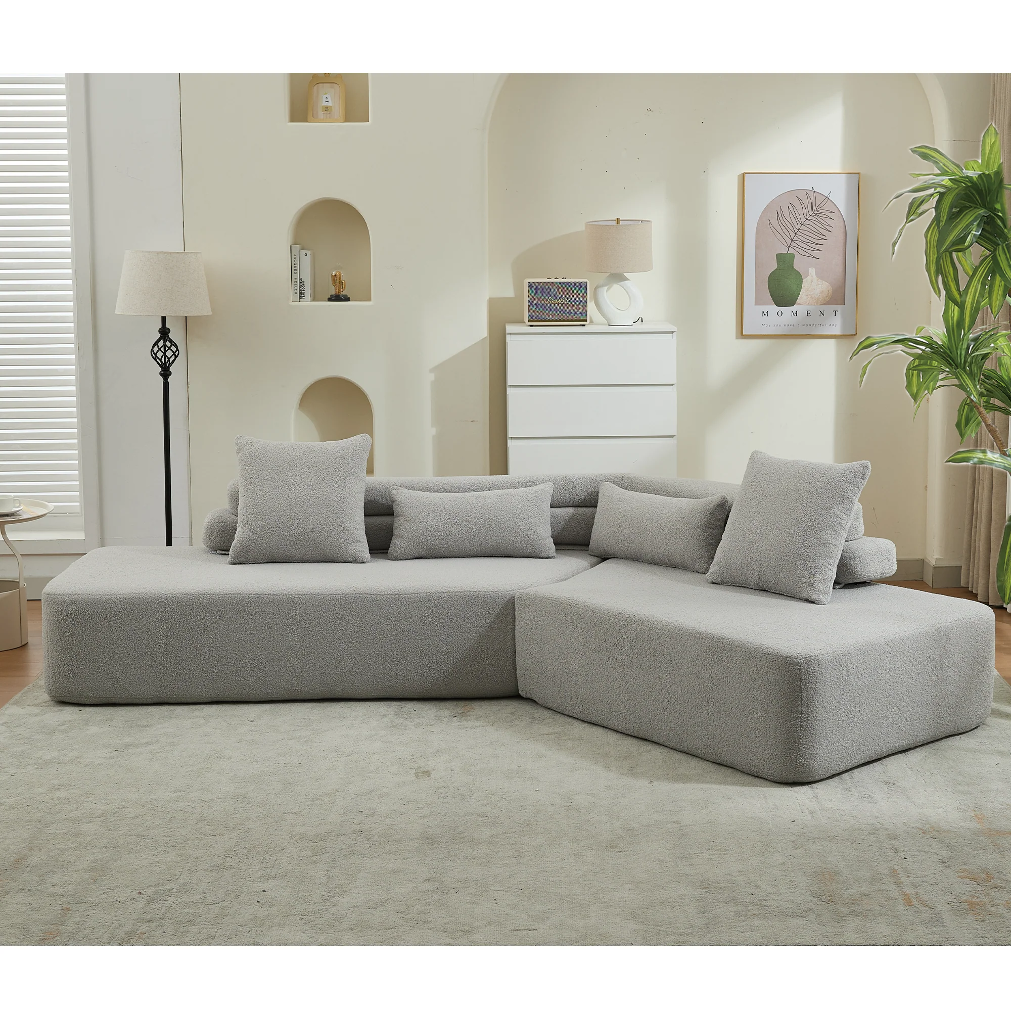 Minimalist Cloud Sectional Couch - 4-Seater in Light Gray - Image 5