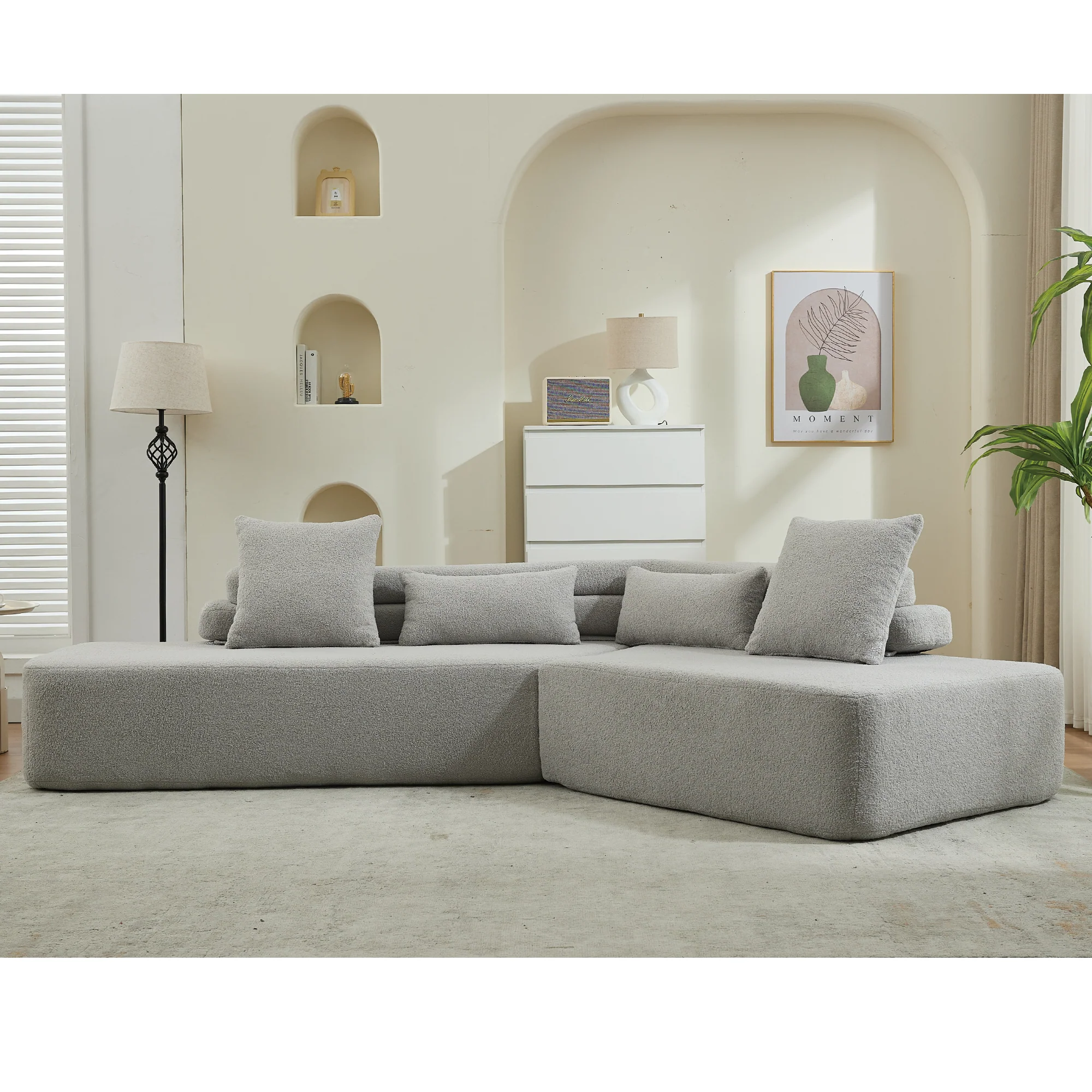 Minimalist Cloud Sectional Couch - 4-Seater in Light Gray - Image 6