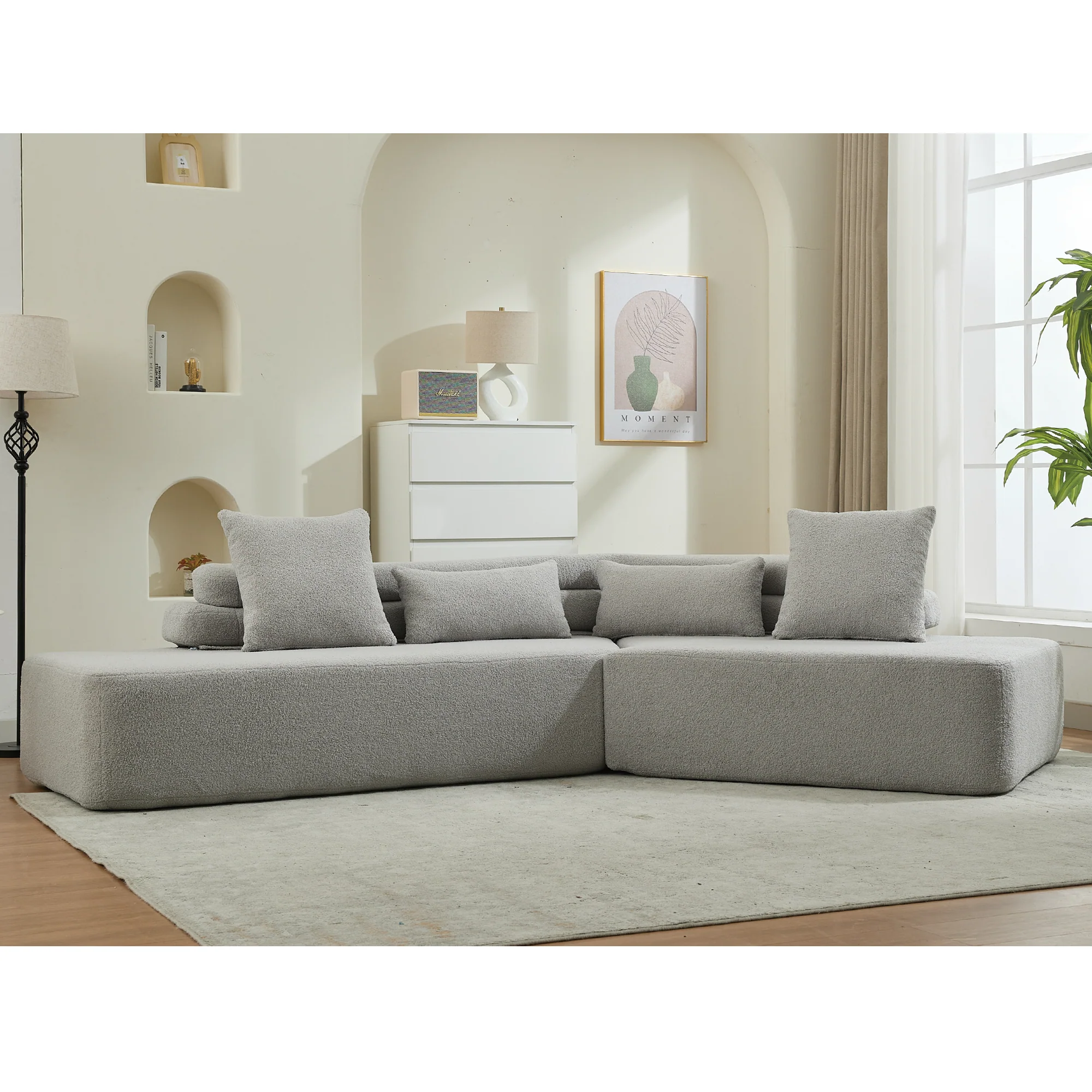 Minimalist Cloud Sectional Couch - 4-Seater in Light Gray - Image 7