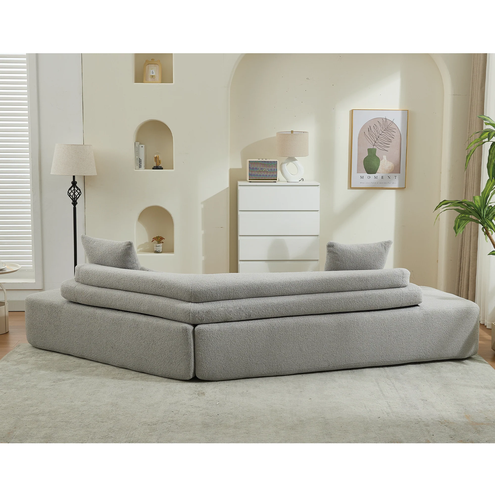 Minimalist Cloud Sectional Couch - 4-Seater in Light Gray - Image 8