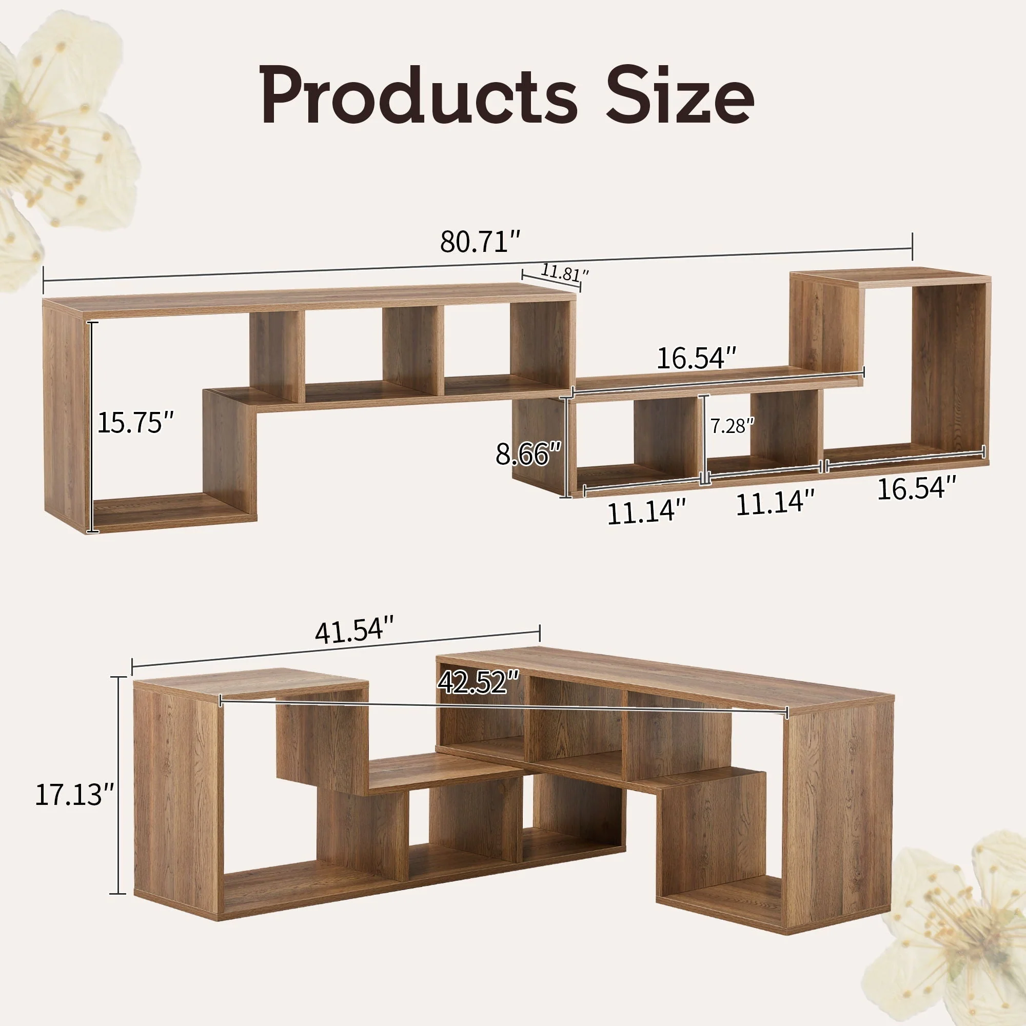Minimalist Cube TV Stand With Adjustable Open Storage Shelves - Image 3