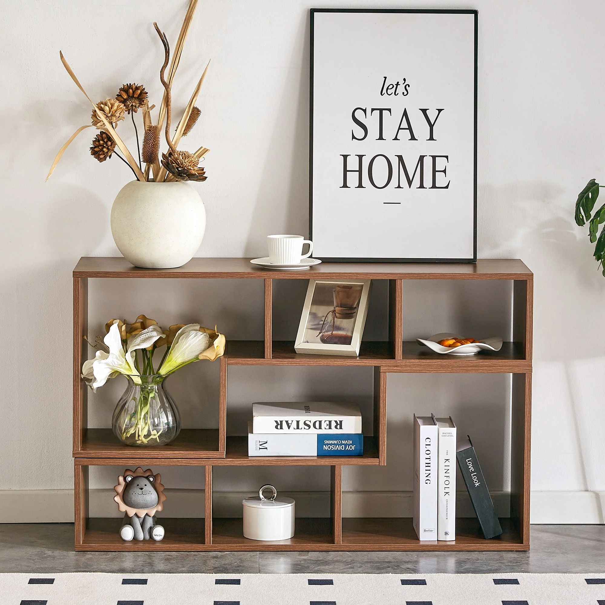 Minimalist Cube TV Stand With Adjustable Open Storage Shelves - Image 6