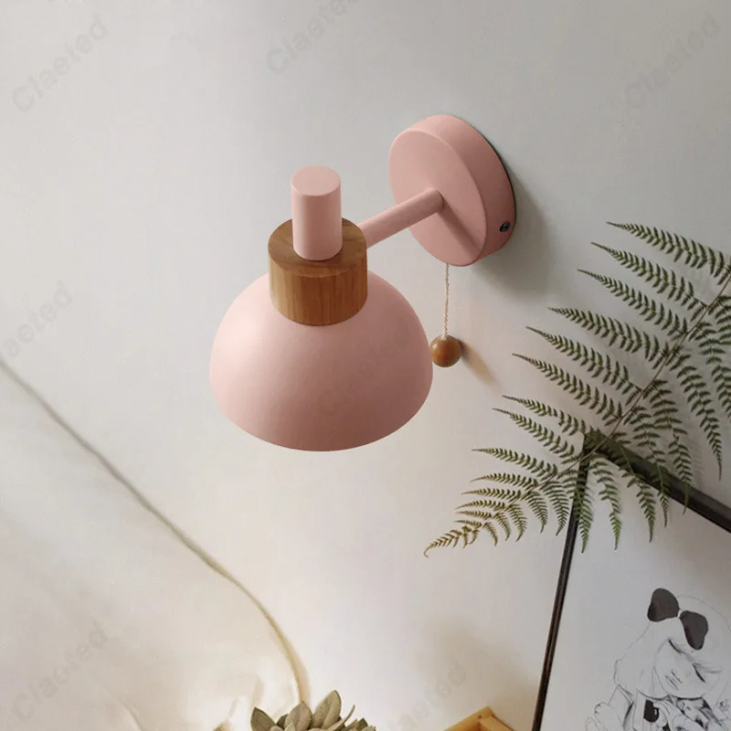 Minimalist LED Wall Lamp E27 Zipper Switch Bedside Light for Bedroom - Image 4