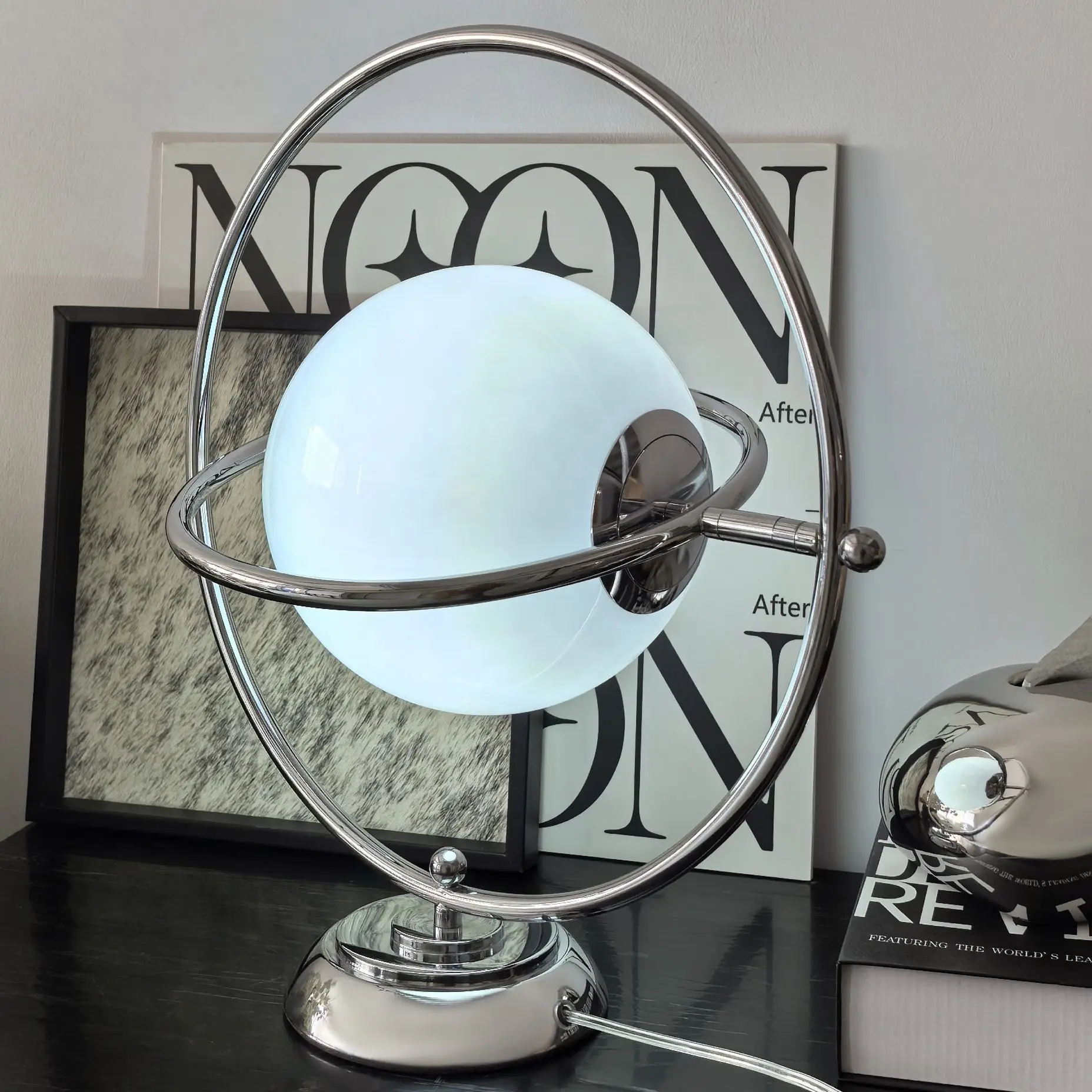 Minimalist Planet Desk Lamp Bauhaus Moon Glass Bedside Light Modern Home Decor - Image 3