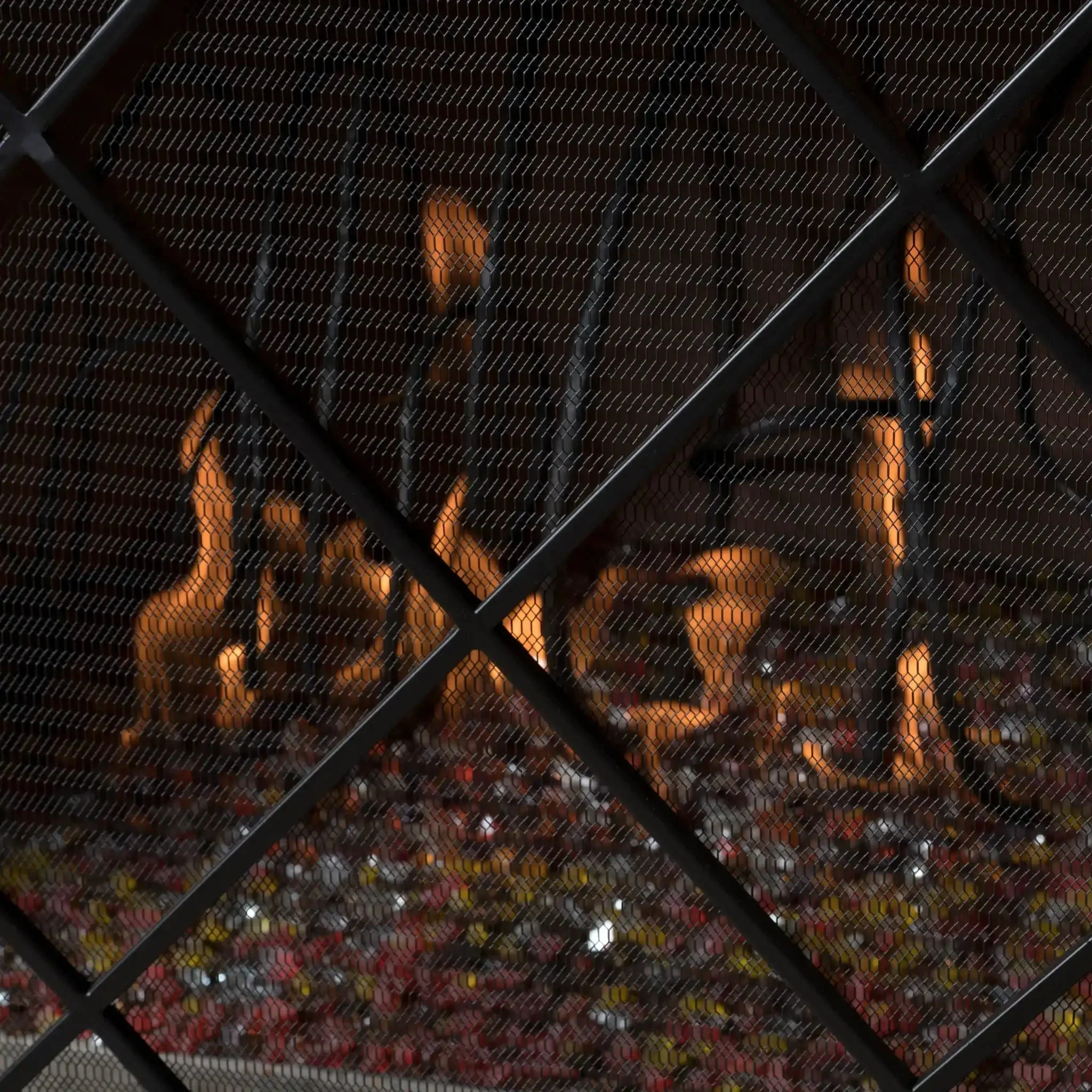Minimalist Single Panel Iron Fireplace Screen With Diamond Design - Image 2