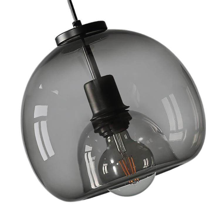 Minimalist Smoked Glass Dome Pendant Light E27 1-Light Modern Ceiling Lamp - Image 7