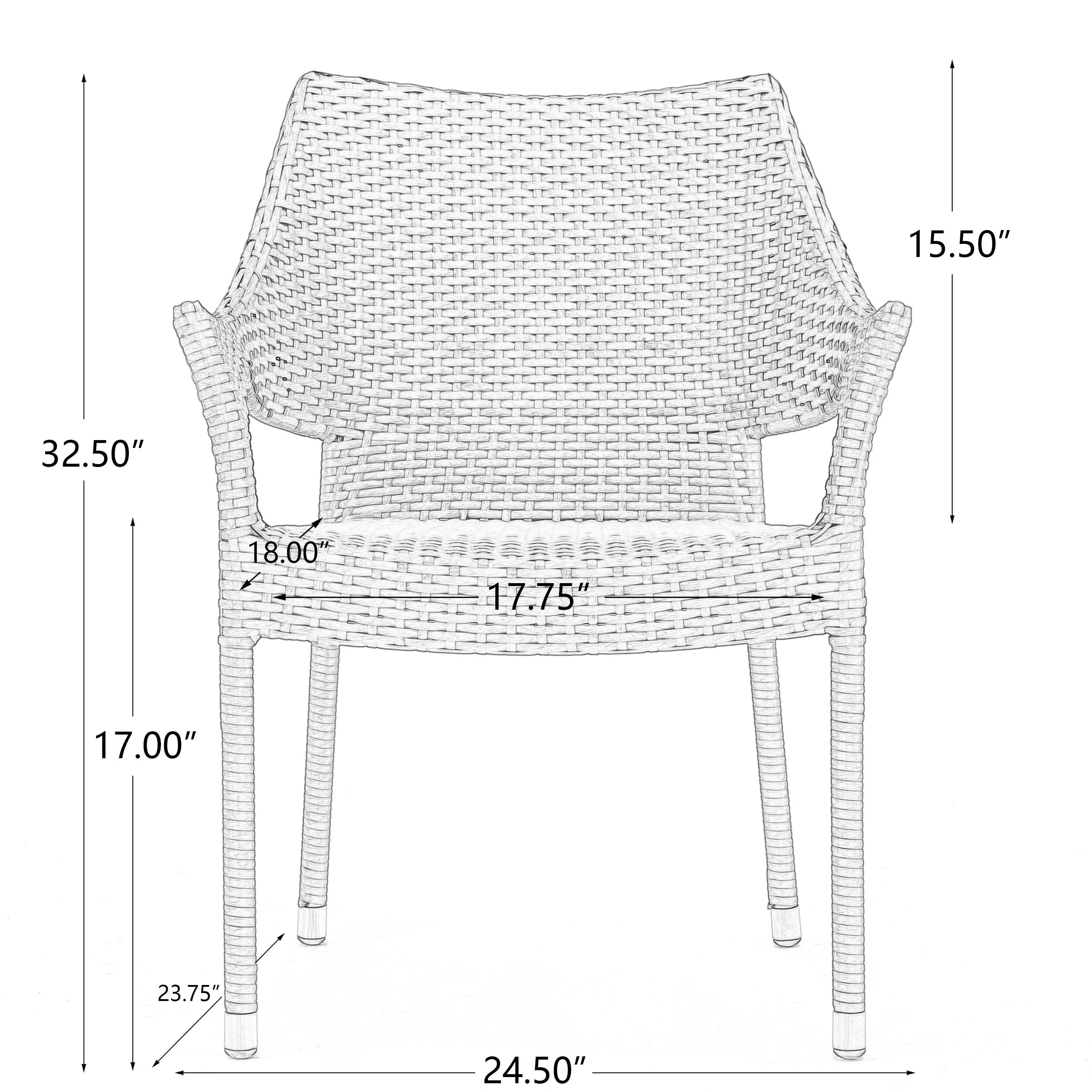 Mirage Grey PE Wicker Stacking Armchair, 4 Pieces - Image 3