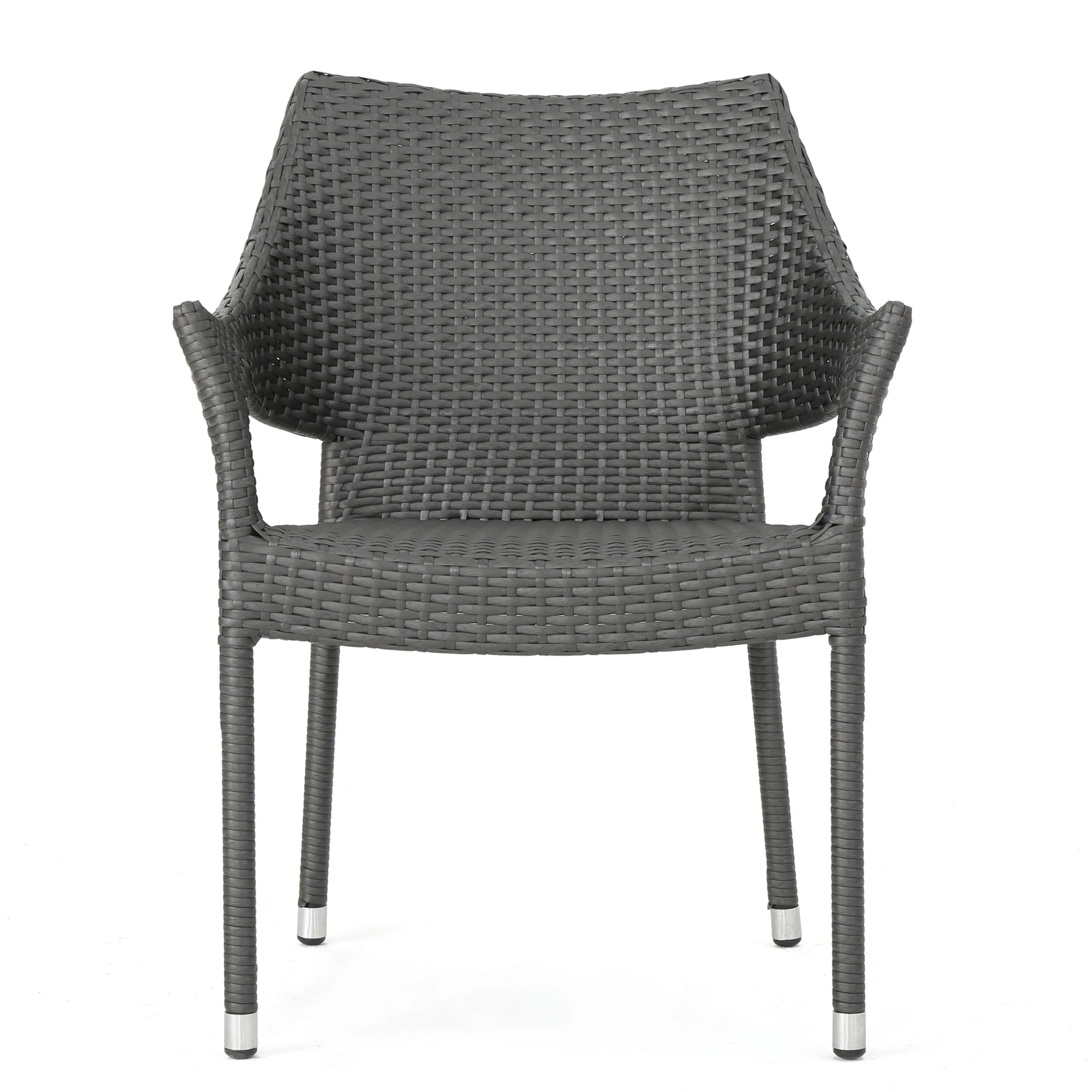 Mirage Grey PE Wicker Stacking Armchair, 4 Pieces - Image 5
