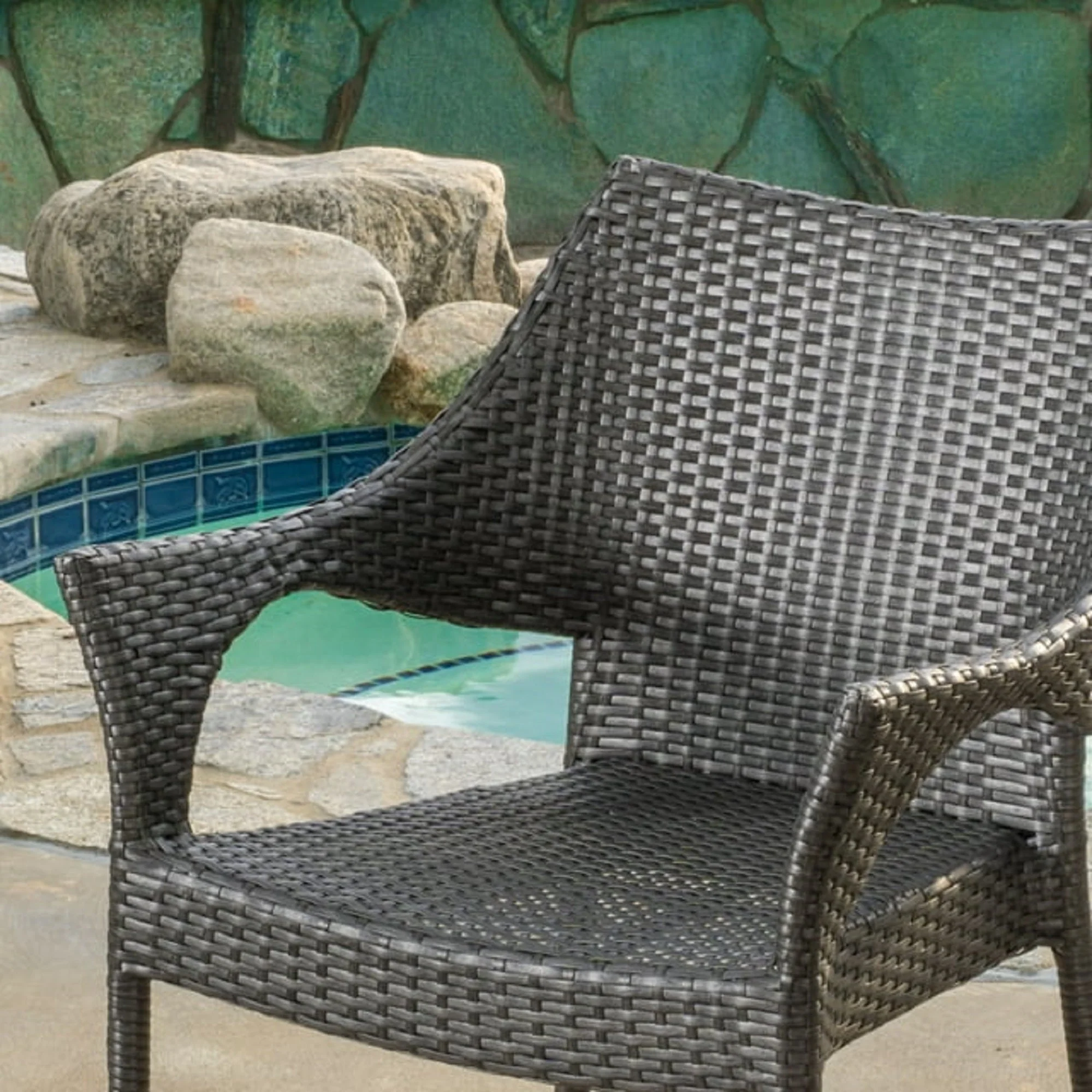 Mirage Grey PE Wicker Stacking Armchair, 4 Pieces - Image 6