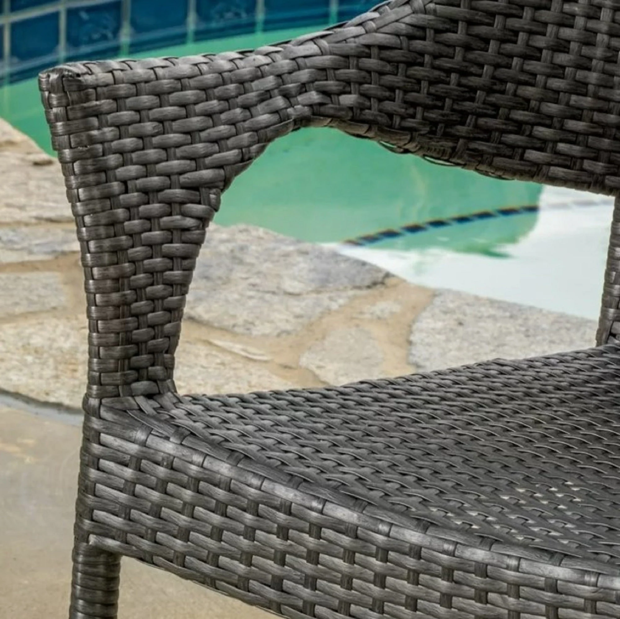 Mirage Grey PE Wicker Stacking Armchair, 4 Pieces - Image 7