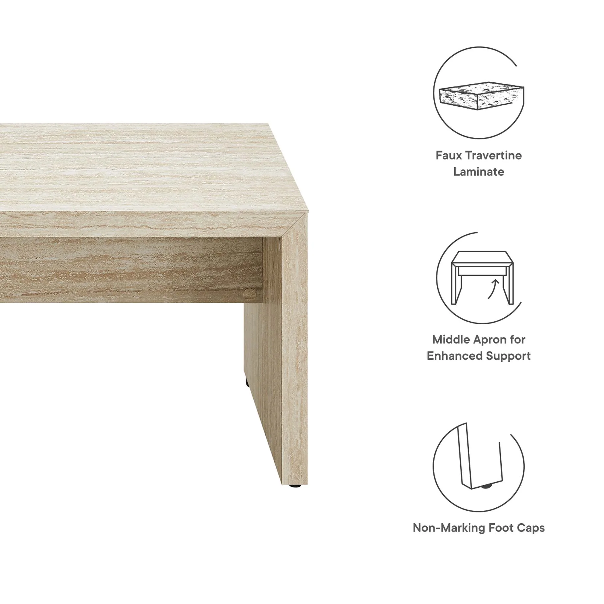 Mirella 53.5" Faux Travertine Indoor Bench by Modway - Image 3