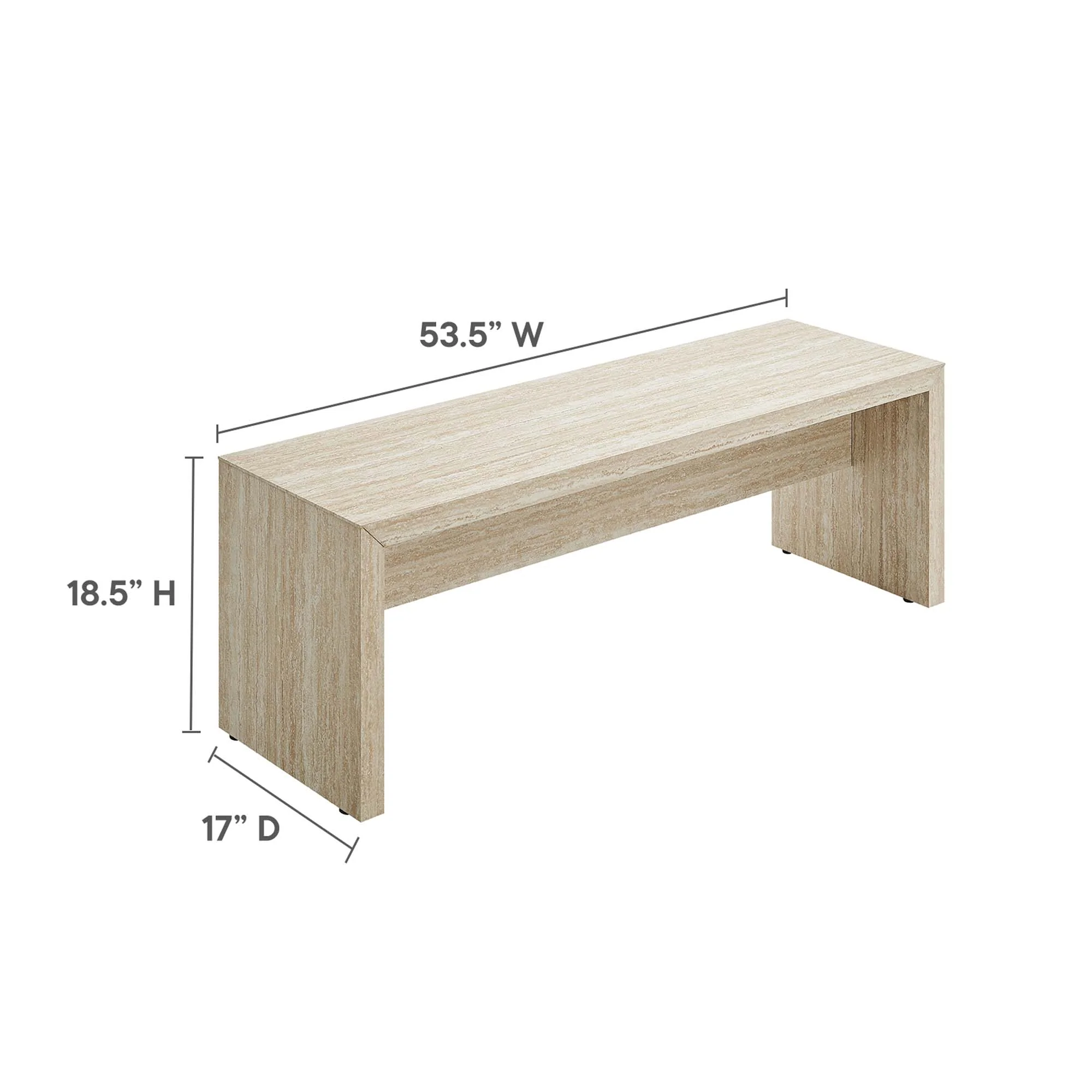 Mirella 53.5" Faux Travertine Indoor Bench by Modway - Image 4