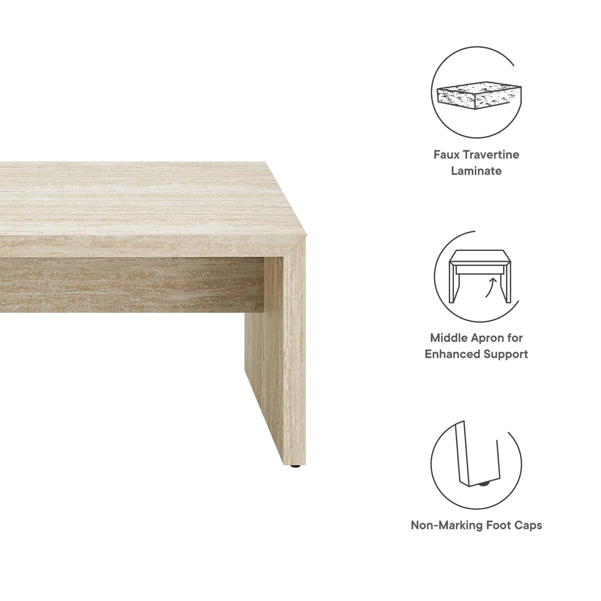 Mirella 62" Faux Travertine Long Bench by Modway - Image 3